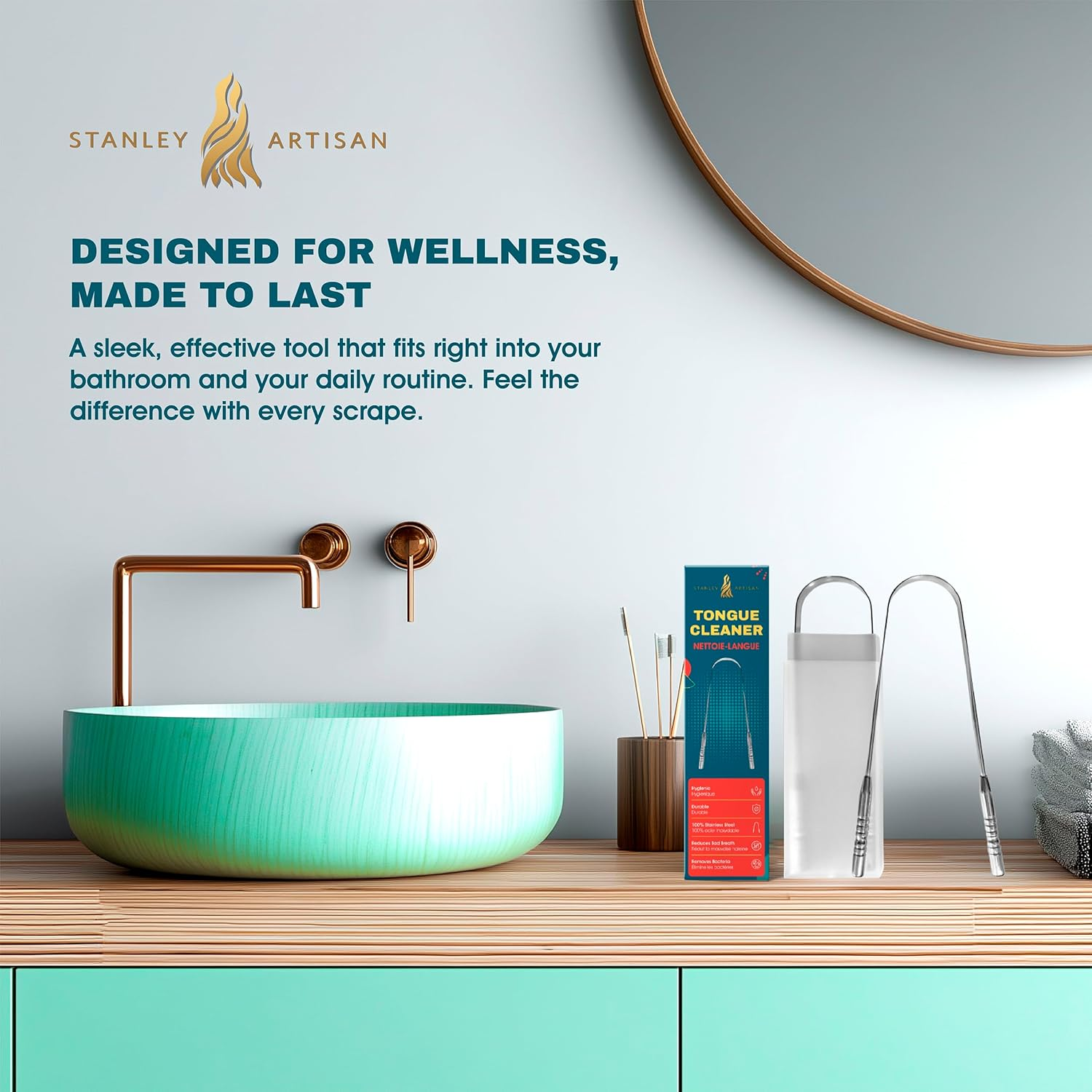 Tongue Scrapers, Professional Tongue Cleaner Scraper, Tongue Cleaner Reusable Stainless Steel Tools with a Ppt Premium Plastic Case - for Adults 1 Count (Pack of 1) image number 6