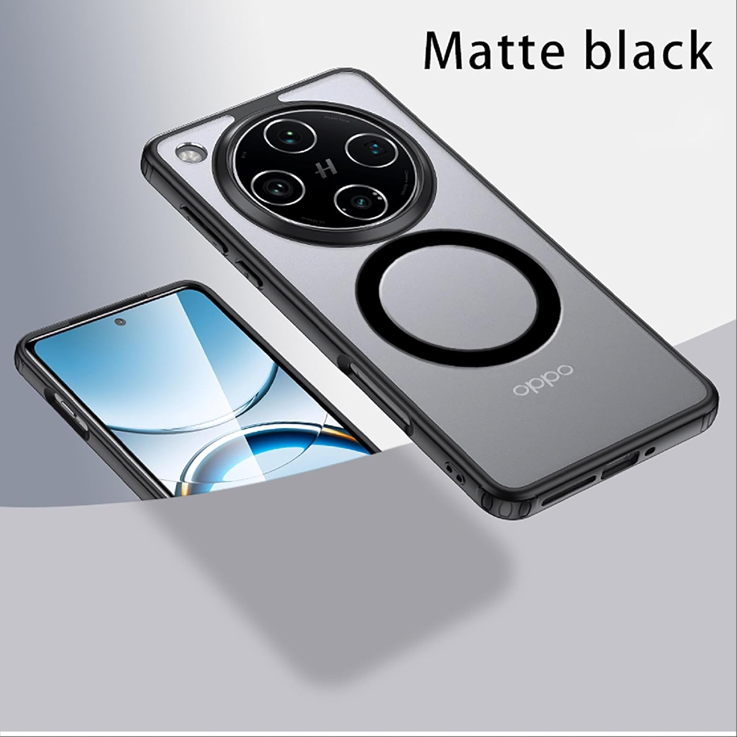 GIOPUEY Magnetic Mobile Phone Case for Oppo Find X8 Case, Case Compatible with Magsafe, Matte PC Back + TPU Bumper Shockproof Protective Case - Black image number 2