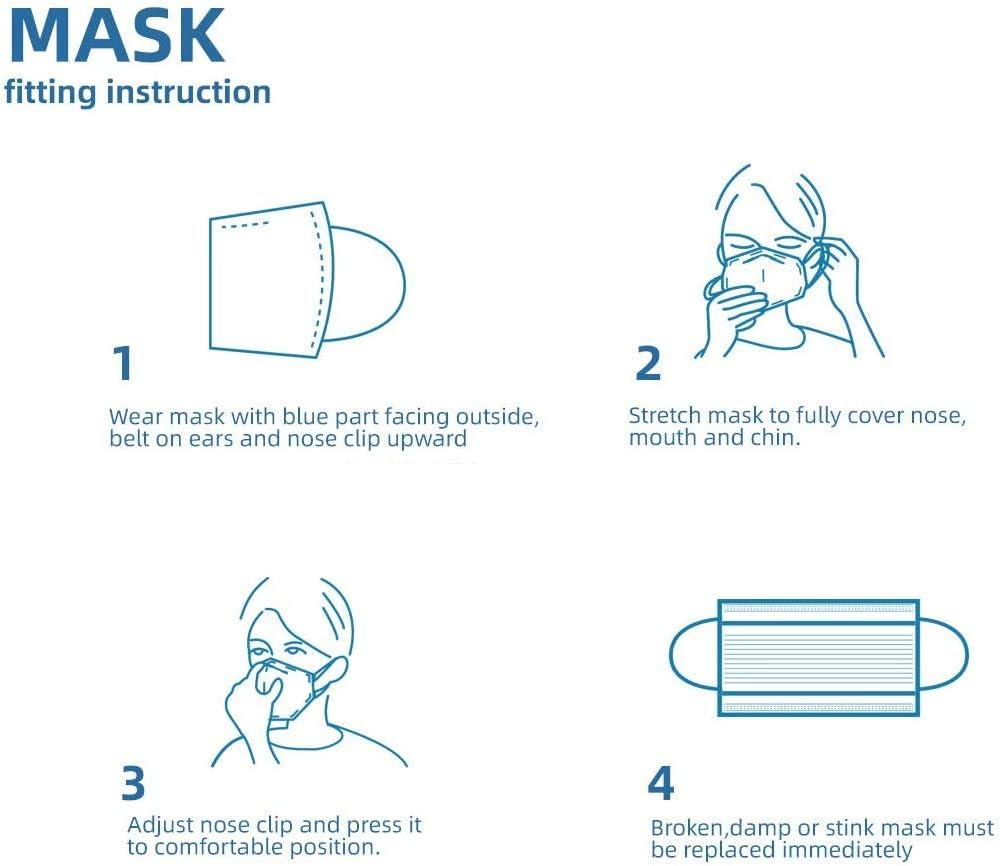 3 Layers Disposable Kids Face Mask with Nose Clip, Non-Woven Fabric, Breathable, Anti-Dust, Protective PPE, Mouth Cover, Safe, Premier Product, Soft and Comfortable for Unisex Children (50PCS, Blue)