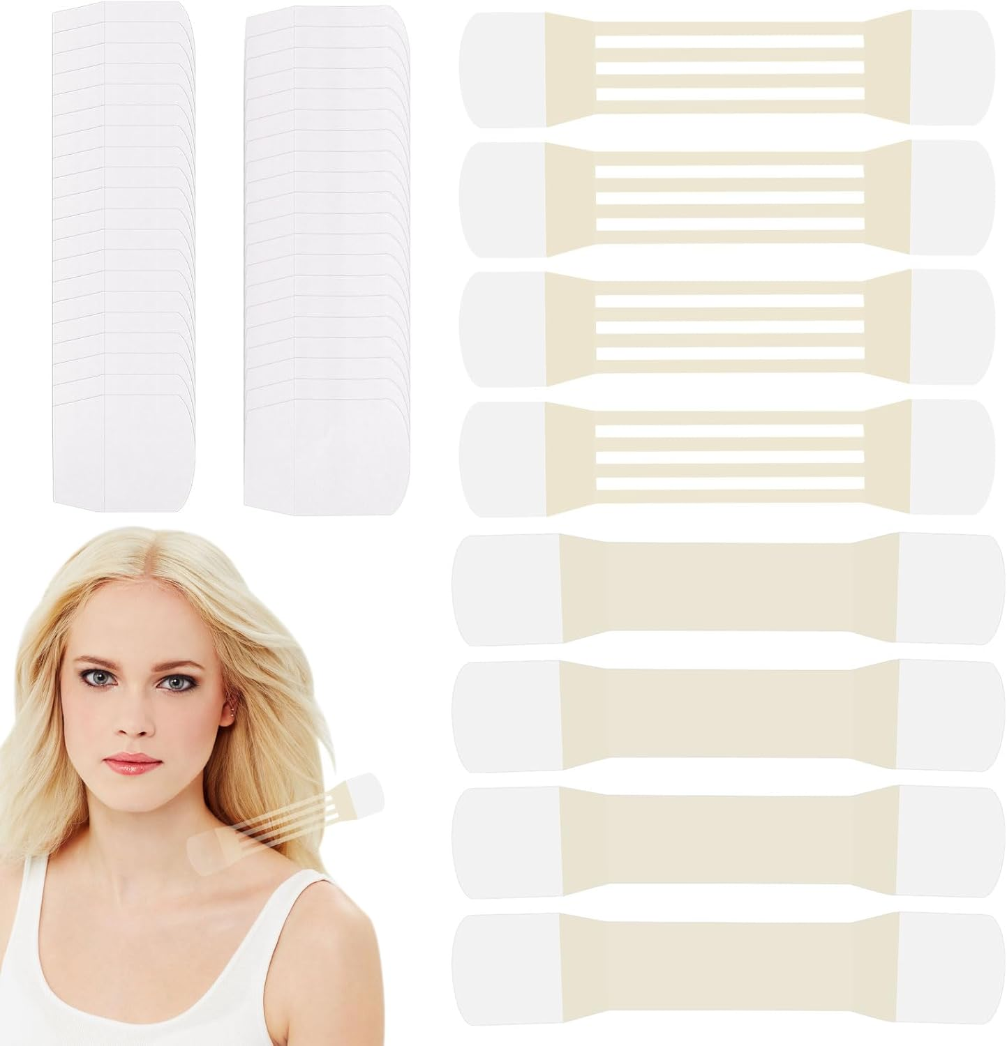 Sinbana 8Pcs Neck Lift Tape, 2 Styles Invisible Instant Lifting Firming Tape with 40Pcs Replacement Patches Double Chin & Saggy Skin High Elastic Breathable Waterproof Neck Wrinkle Solution image number 4