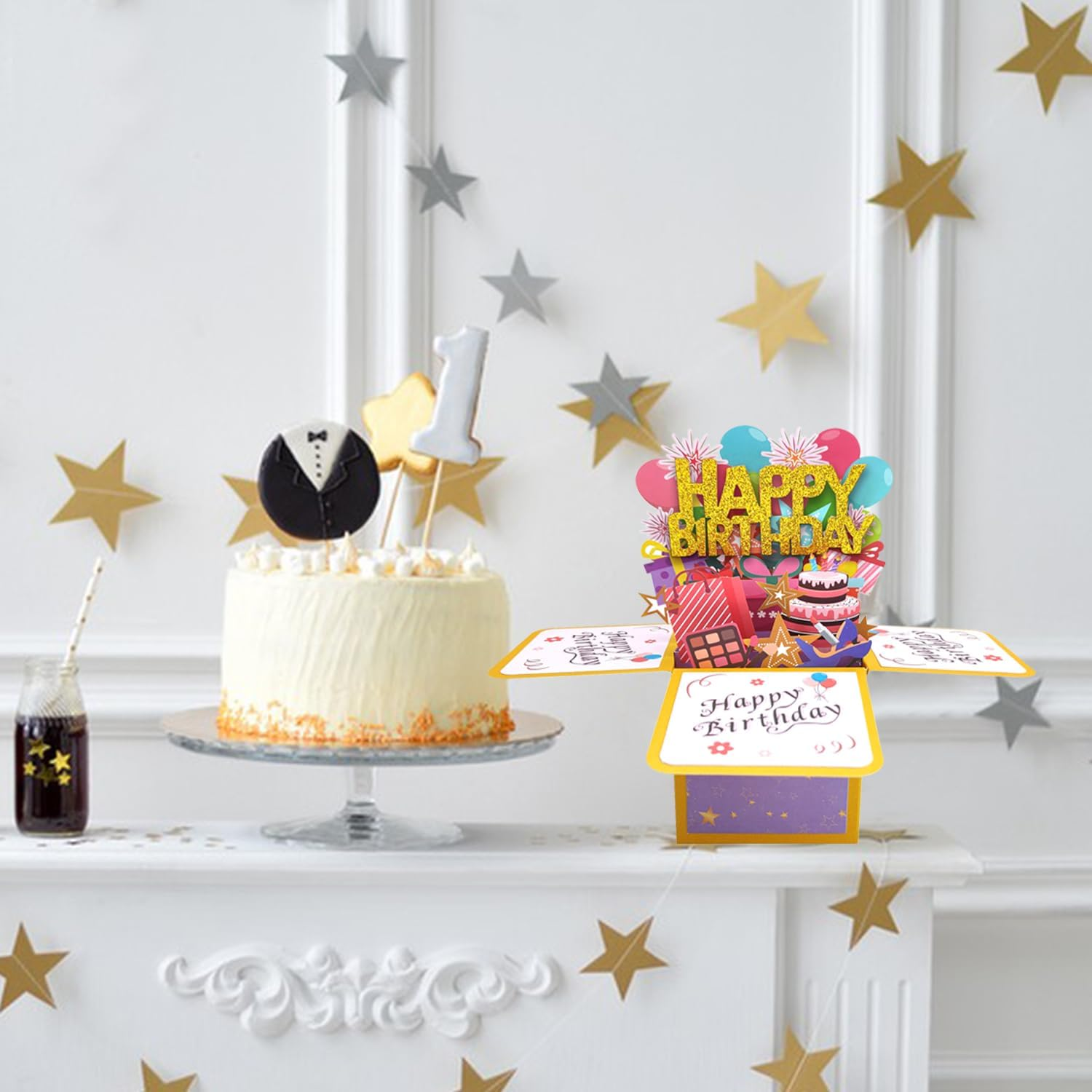 Funny Happy Birthday Pop up Card, Sweet 3D Birthday Gift Box for Adults and Kids with Envelopes, Unique Handmade Foldable Celebration Cards for Daughter, Son, Mom, Dad, Friend - Happy Birthday Card image number 3