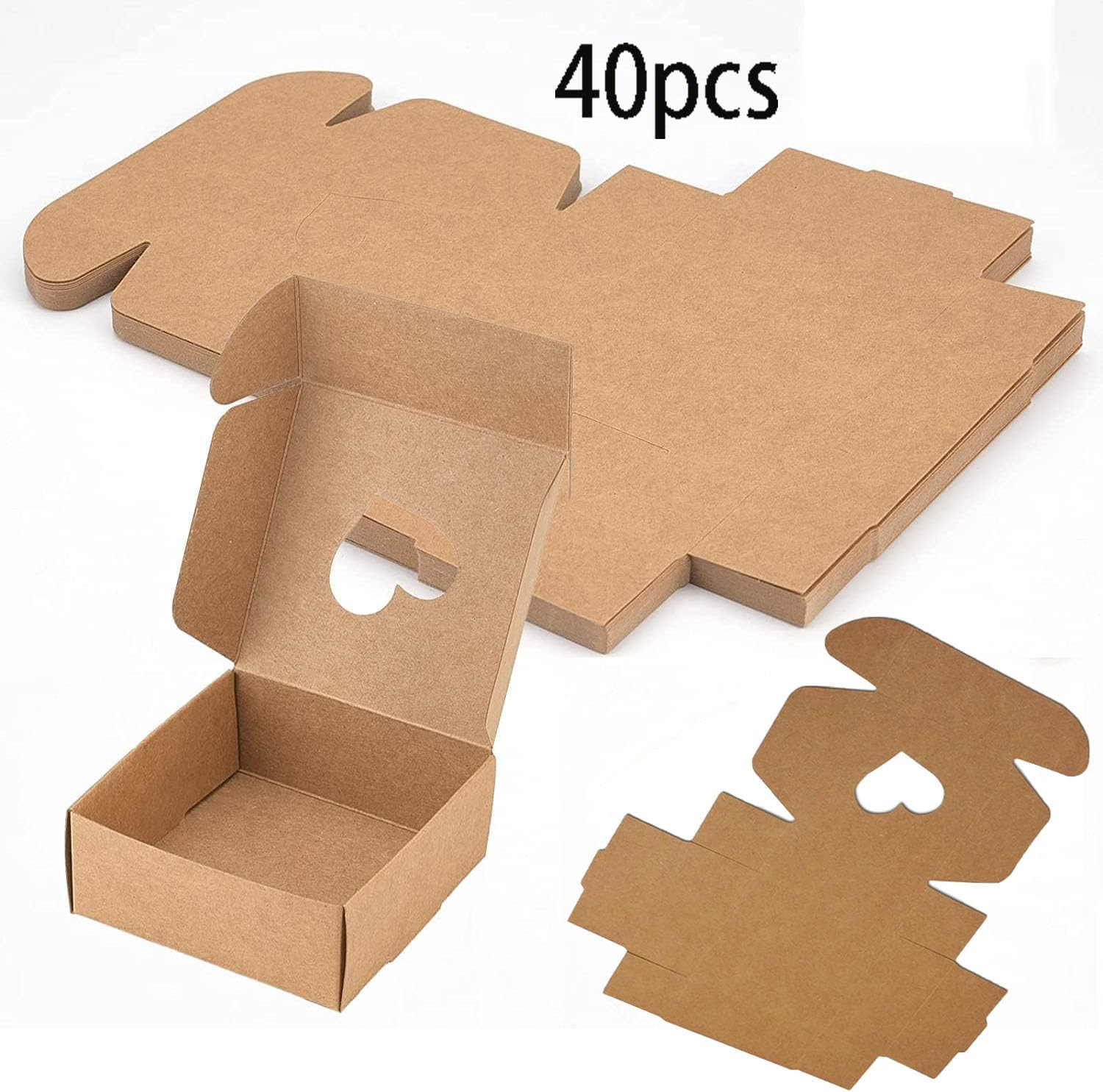 40-Pack Handmade Soap Boxes, Homemade Soap Packaging, Vintage, Kraft Paper，With Lids Boxes image number 1