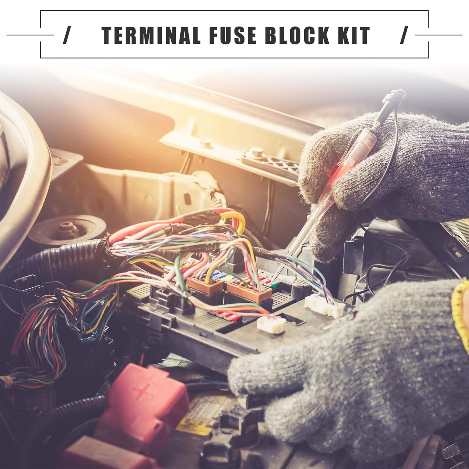 X AUTOHAUX 400A MRBF Terminal Fuse Block Kit, Double Studs Max Voltage 58V for Car Marine Boat RV, Plastic, Black, 1 Set