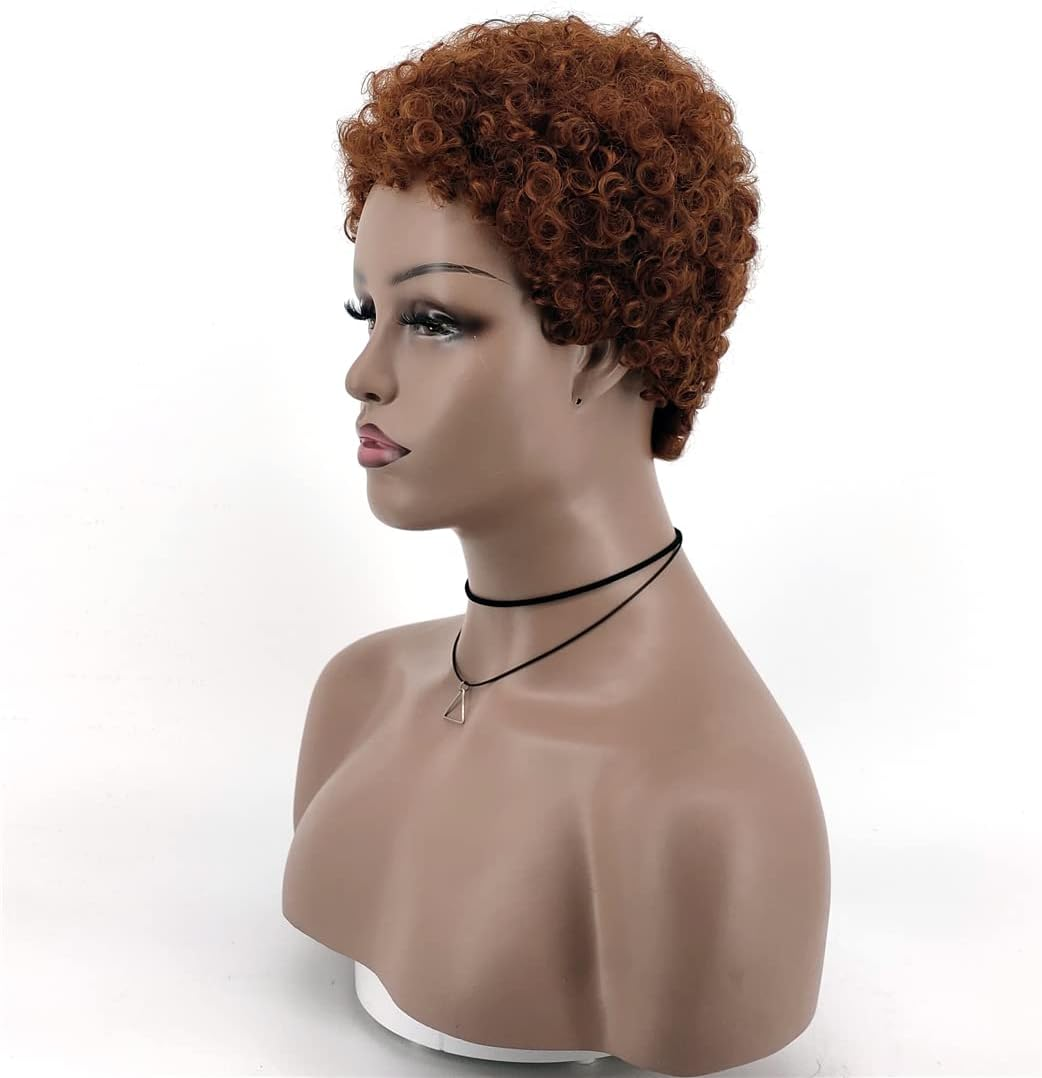 Wigs for Black Women Brown Short Afro Curly Synthetic Wig Natural Glueless Heat Finger Waves Costume Party Wig Black image number 2