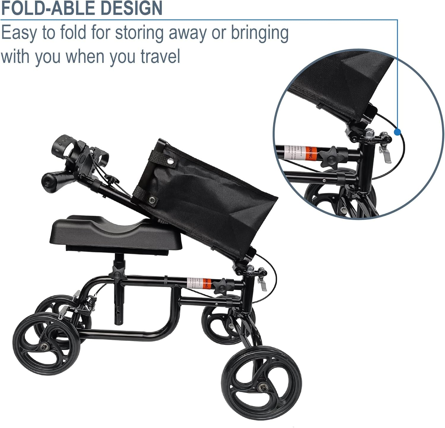 Knee Walker, Knee Scooter for Injuries with Dual Brakes, Basket - Collapsible and Adjustable Scooter, Broken Leg Caddy, Better Alternative to Crutches image number 6