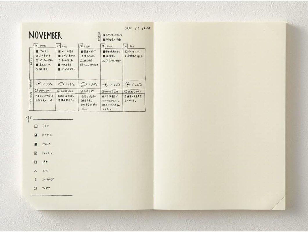 DESIGNPHIL Midori 15313006 Notebook, MD Notebook, Journal, A5, 1 Page per Day, Dot Square A image number 6