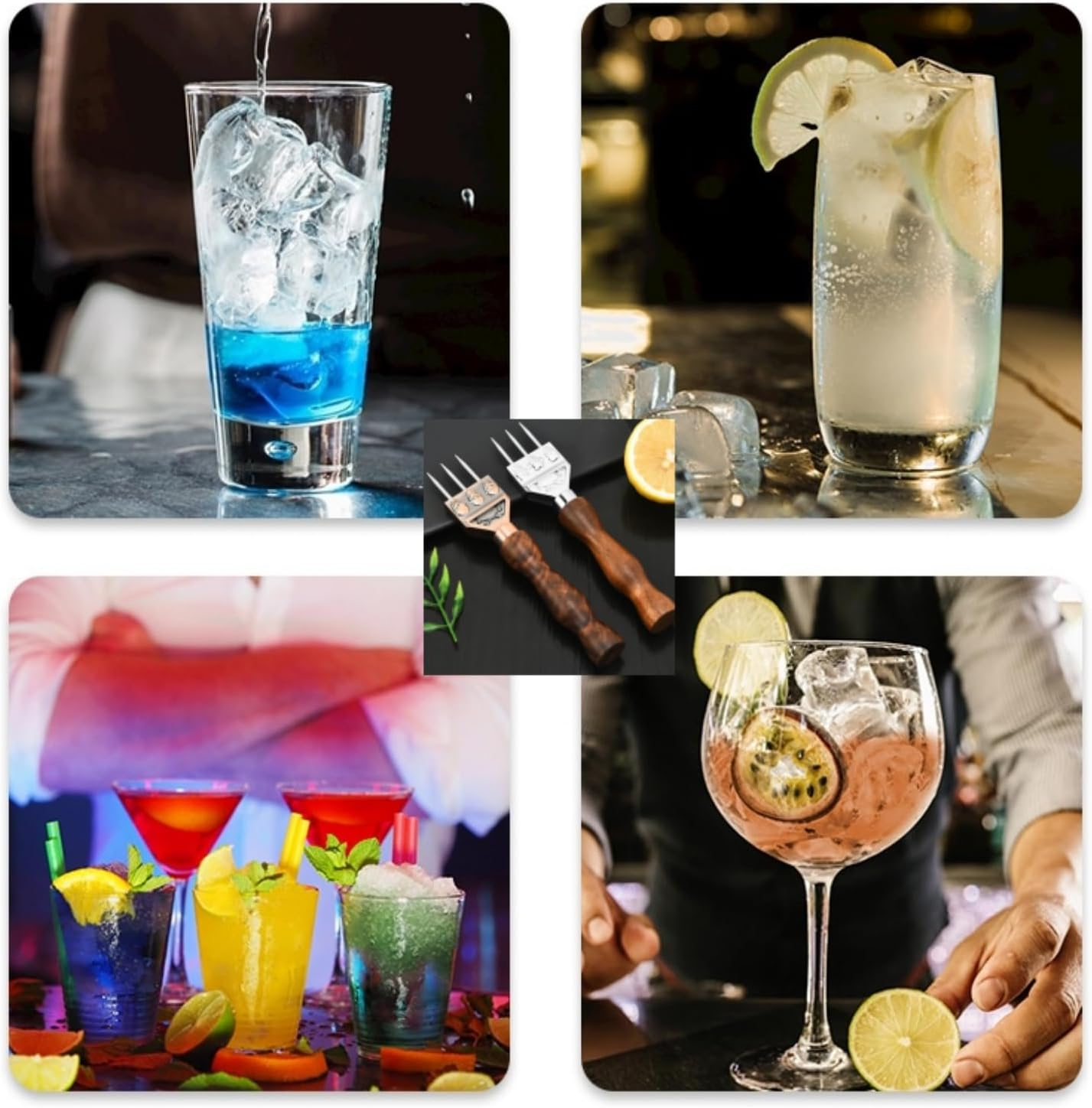 Ice Crushing Pick, Stainless Steel Ice Crusher with Comfortable Handle, Skull Pattern Three Prong Ice Pick, Ice Crusher Ideal for Bartender, Best Carving Tool, Ice Chipper for Bars (Silver) image number 3