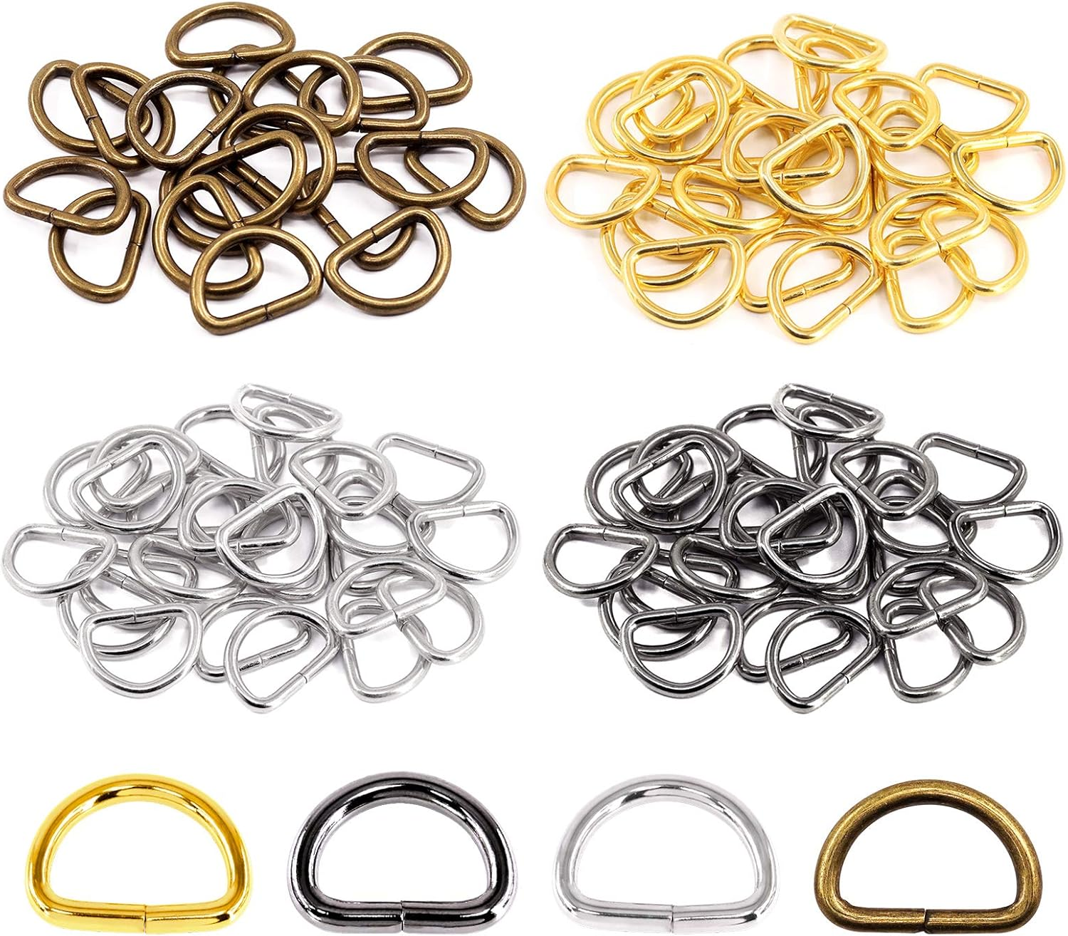 Swpeet 120Pcs 3/4 Inch - 20Mm 4Colors Multi-Purpose Metal D Ring Semi-Circular D Ring for Hardware Bags Ring Hand DIY Accessories (Mixed Color, 3/4 Inch) image number 7