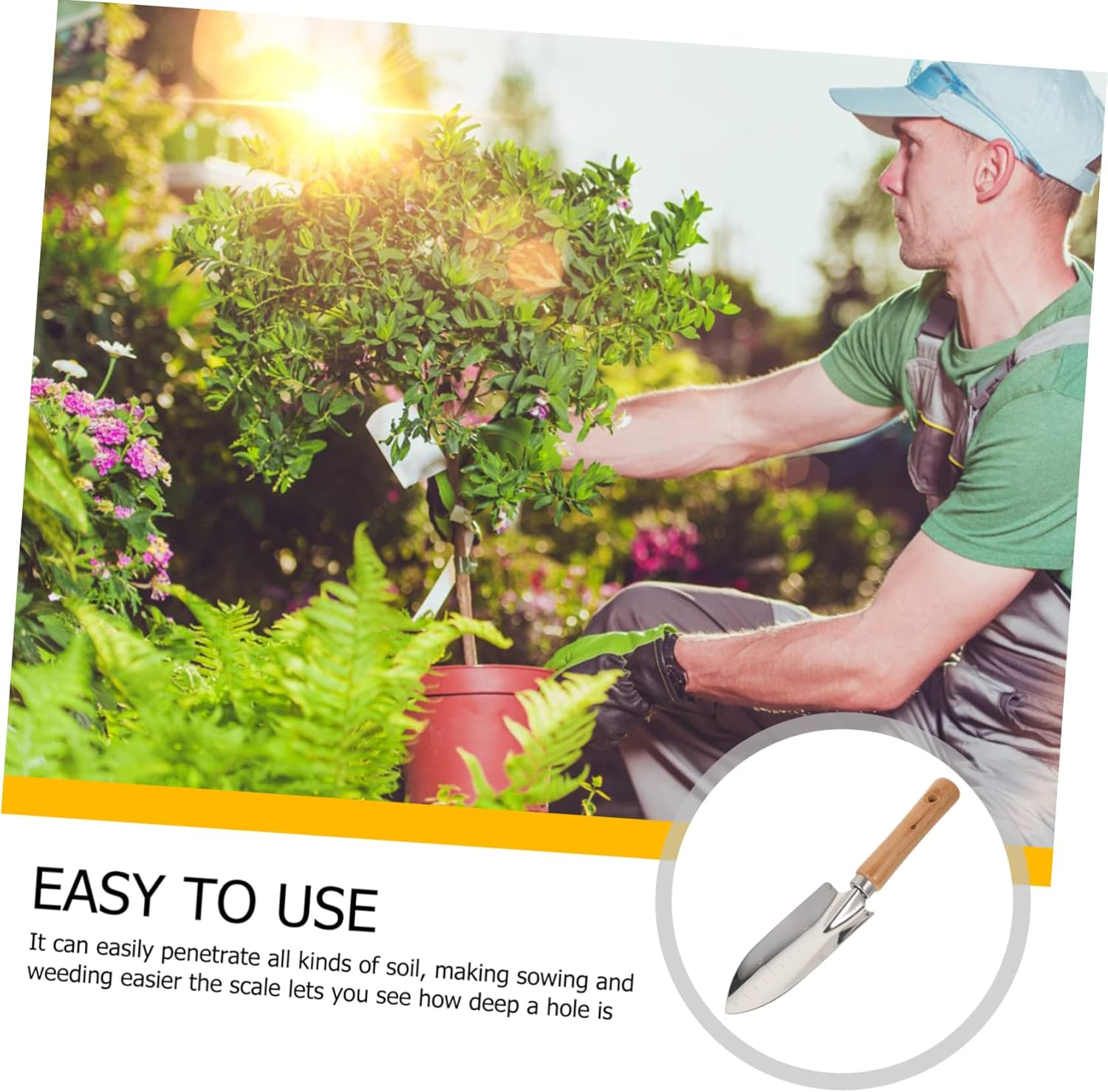 Gardening Trowel Stainless Steel Shovel Hand Garden Tool Transplanting Spade Outdoor Accessories image number 4