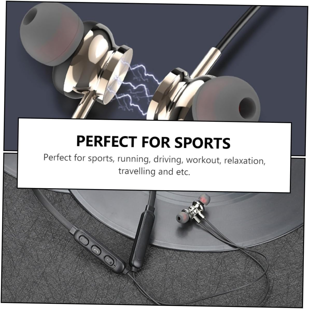 BELLIFFY Wireless 5.0 Neck Hanging Earbuds Stereo Headphones Sweat-Resistant Sports Headset Compact In-Ear Earphones for Active Use Black image number 3