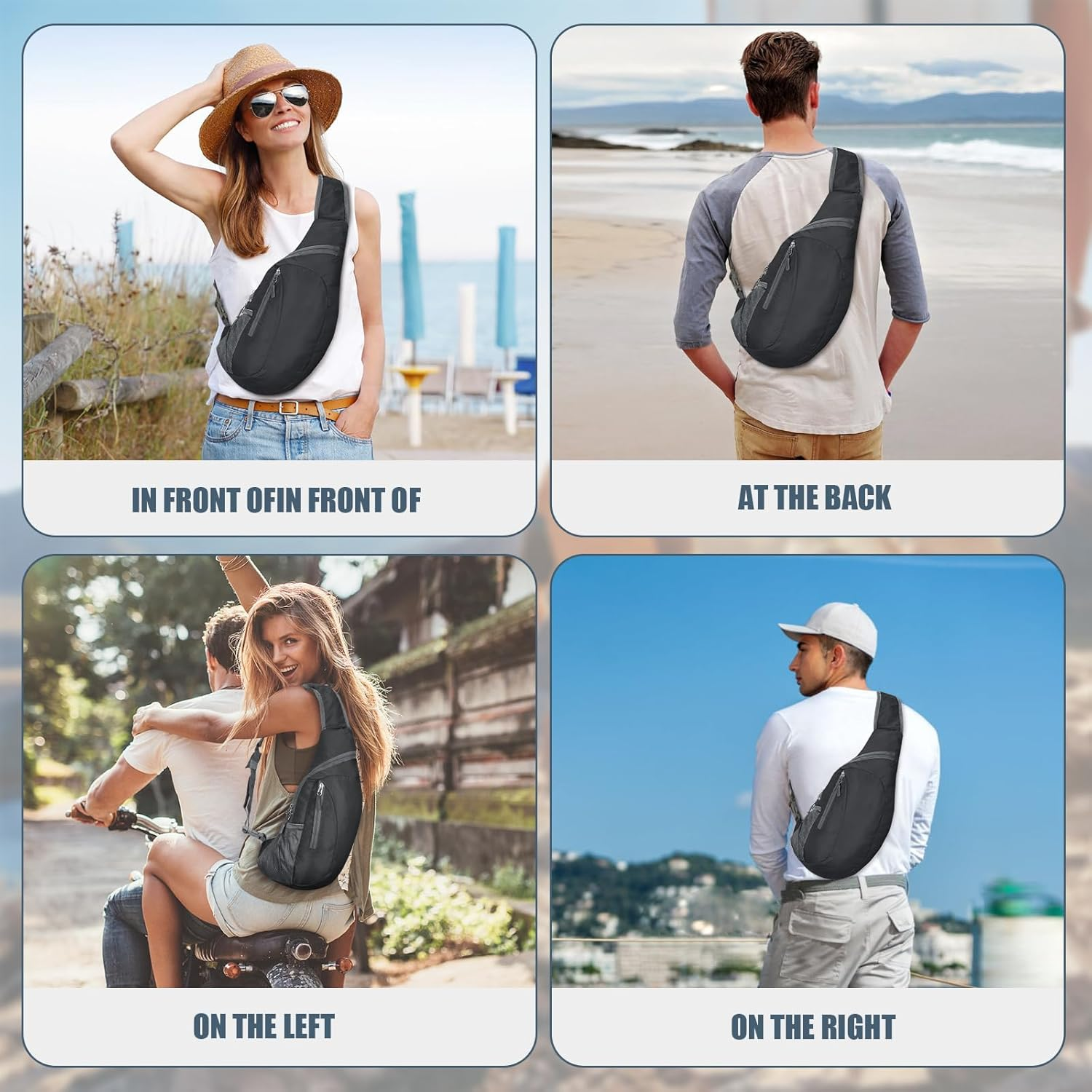 ZOMAKE Sling Backpack 10L - Small Crossbody Backpacks Waterproof Sling Bag for Women Men (Blcak) image number 5