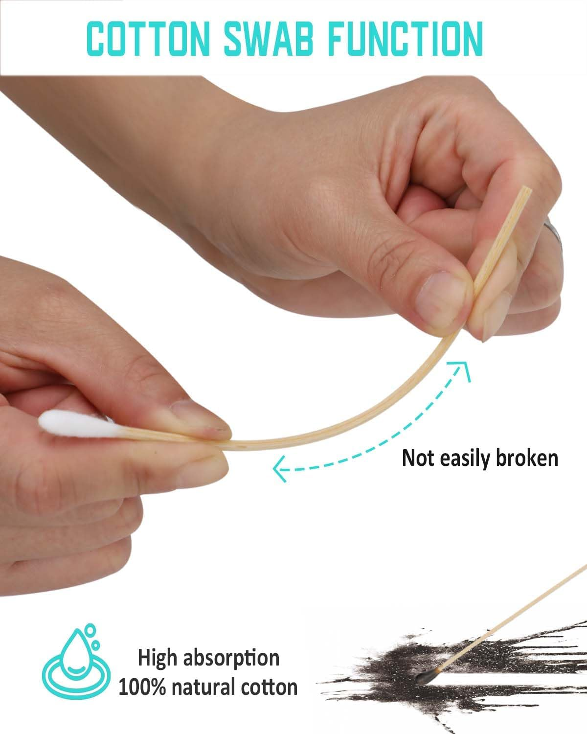 Dog Ear Cleaning Swabs 6 Inch &ndash; Long Bamboo Cotton Tips for Pet Ear Care, Cat & Puppy Ear Cleaning, Lint-Free Absorbent Swabs for Bath Aftercare & Outdoor Hygiene, 400Pcs with Resealable Box image number 5