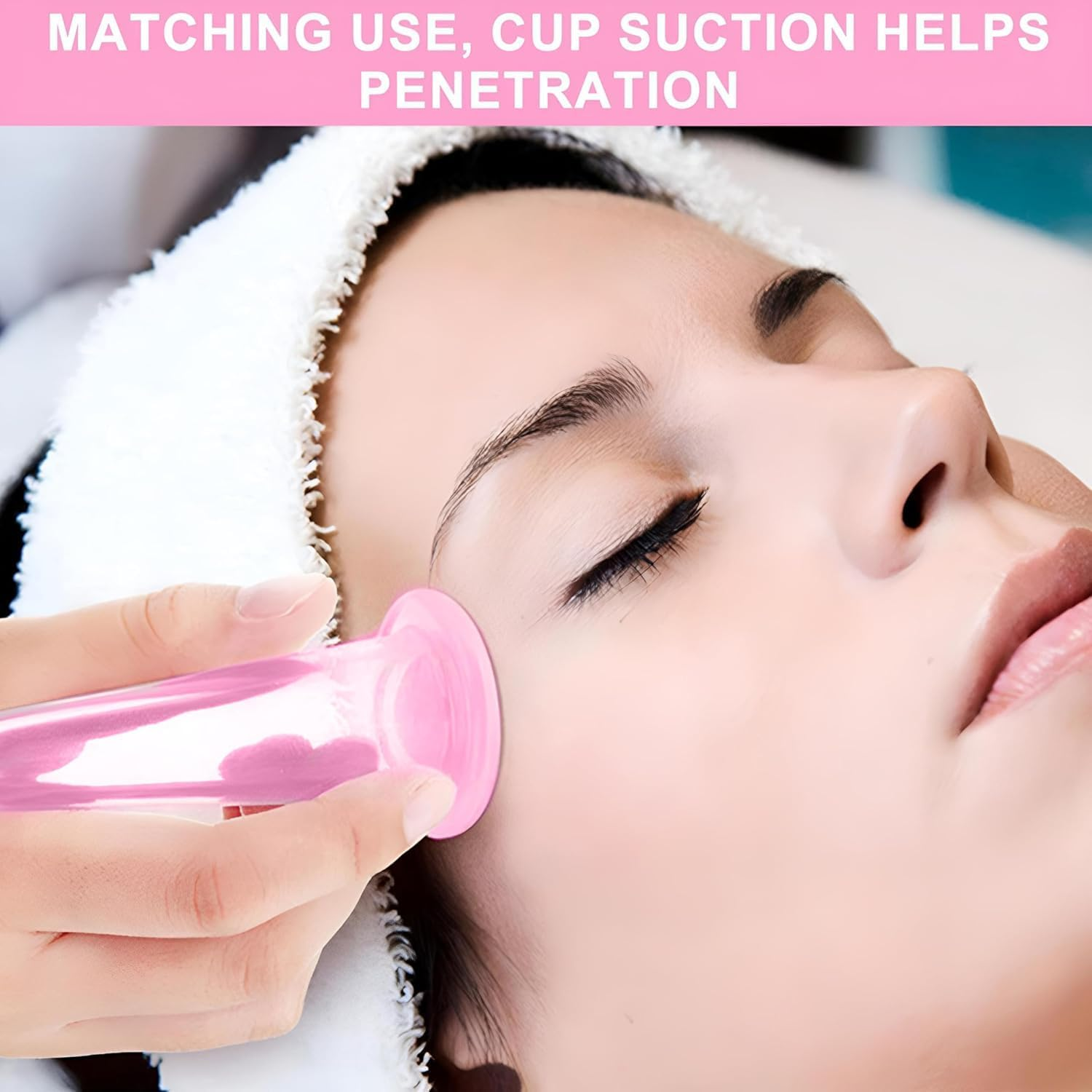 4-Piece Silicone Facial Cupping Set &ndash; Anti-Aging & Anti-Cellulite Vacuum Massage Cups for Face, Eyes, Neck, Back & Body Care &ndash; Rejuvenating Skin Beauty Tool(2 Small + 2 Large, Pink) image number 3