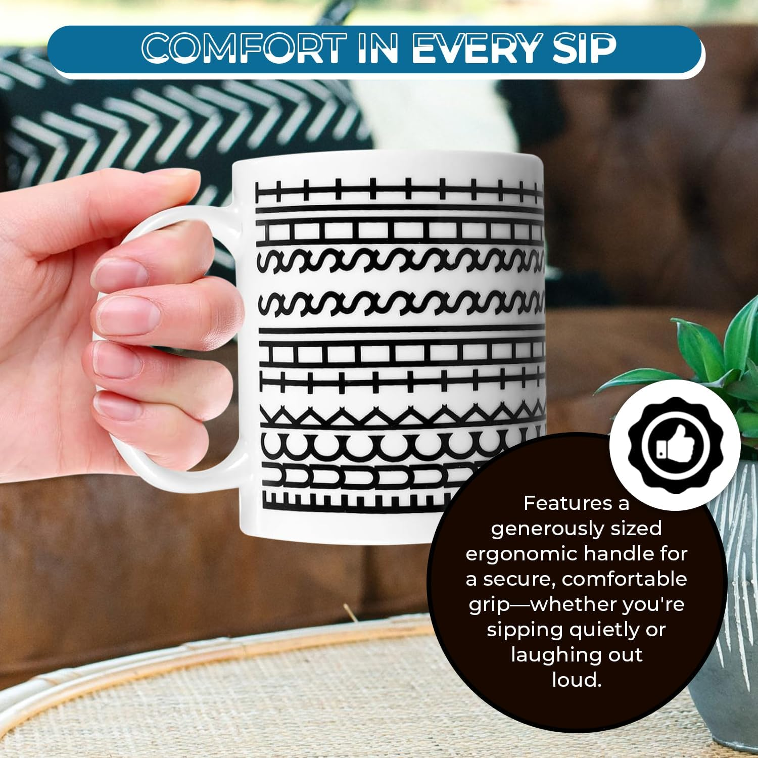 Funny Hidden Message Coffee Mug &ndash; Sarcastic Design in Pattern &ndash; Cheeky Novelty Office, Work, Coworkers, Friends &ndash; Ceramic Tea & Coffee Cup &ndash; Humour Mug for Adults with Attitude (Black) image number 1