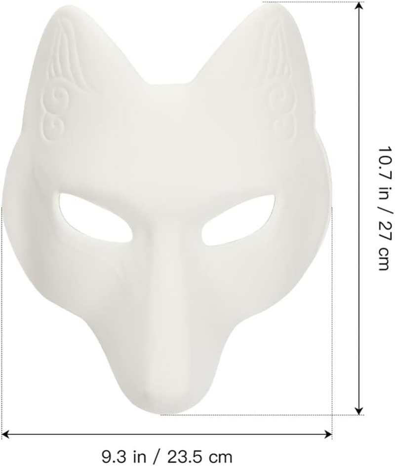 Toddmomy 2Pcs Fox Masks Full Face Halloween Fox Animal Masks DIY Blank Unpainted to Decorate for Halloween Masquerade Costume Accessory White image number 5
