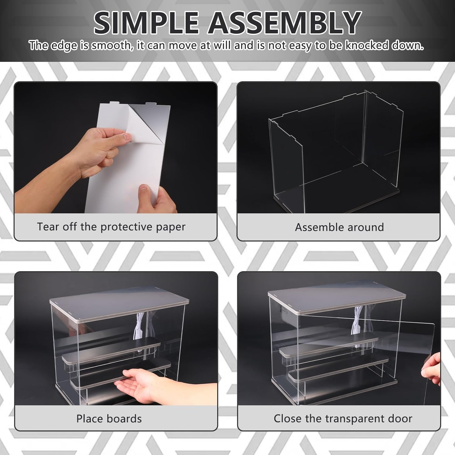 3/5 Layers Acrylic Display Case with LED Light, Versatile Easy Assembly Collectibles Display Case, Dust Proof Transparent Action Figure Display Box for Home Shop Transparent (3 Layer) image number 4