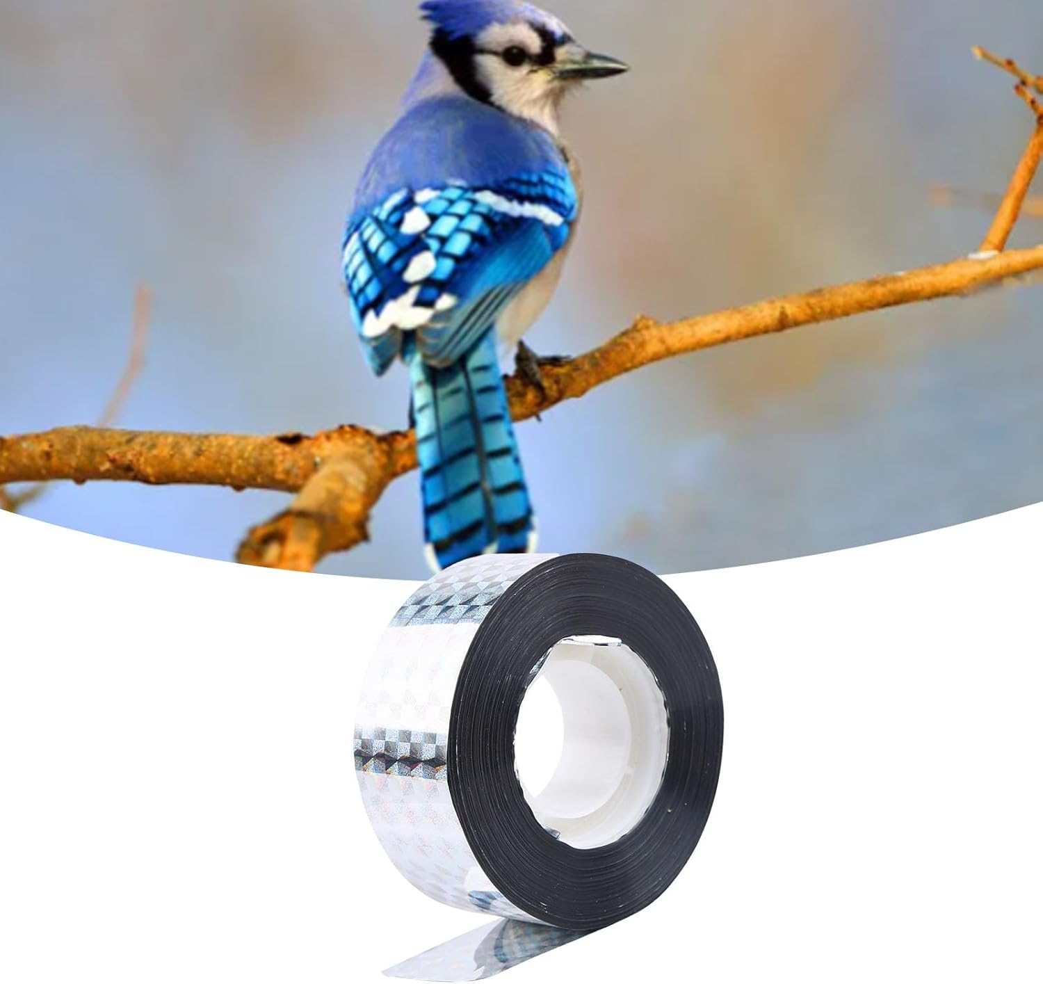Bird Deterrent Tape Audible Visual Flash Reflective Pigeon Woodpeckers Holographic Bird Scare Ribbon Ribbon 90M image number 2