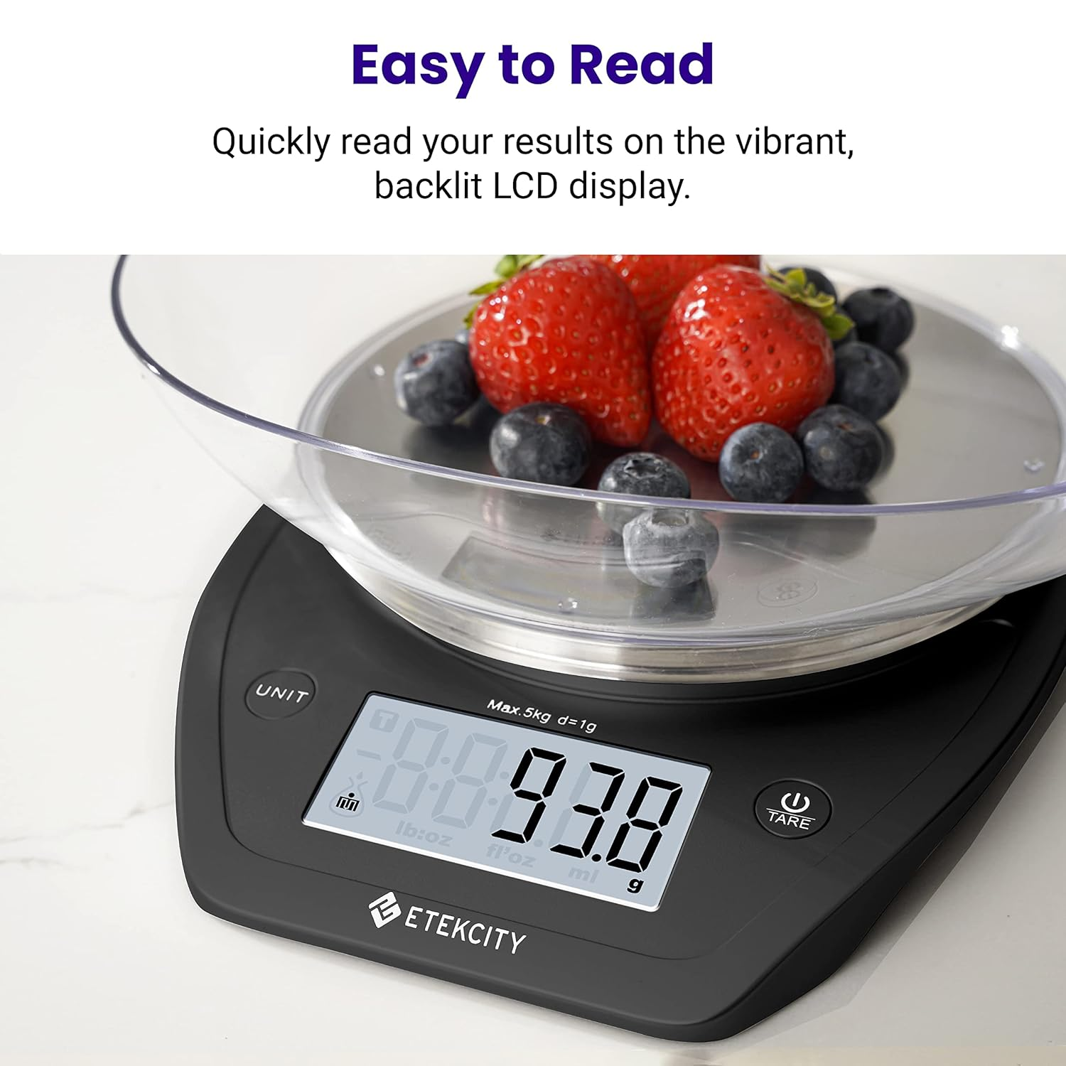 Etekcity 0.1G Food Scale, Bowl, Digital Grams and Ounces for Weight Loss, Dieting, Baking, Cooking, and Meal Prep, 11Lb/5Kg, Stainless Steel Black - Stainless Steel-Silver image number 2