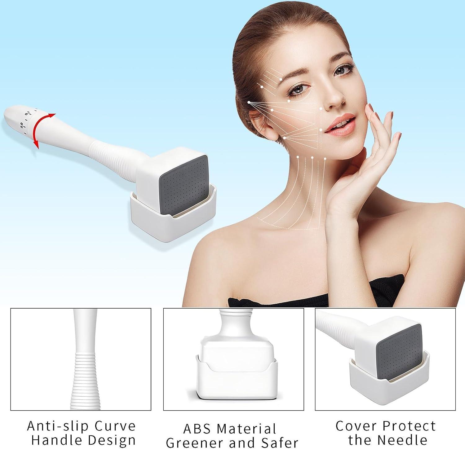 Zephyrcraft Derma Stamp Hair, Beard Growth Micro Elegant Pen for Body and Beard Growth, Lightweight, Micro Needle Stamp 0-3 Mm, 140 Grade a Titanium Needles, Dermastamp Adjustable image number 6