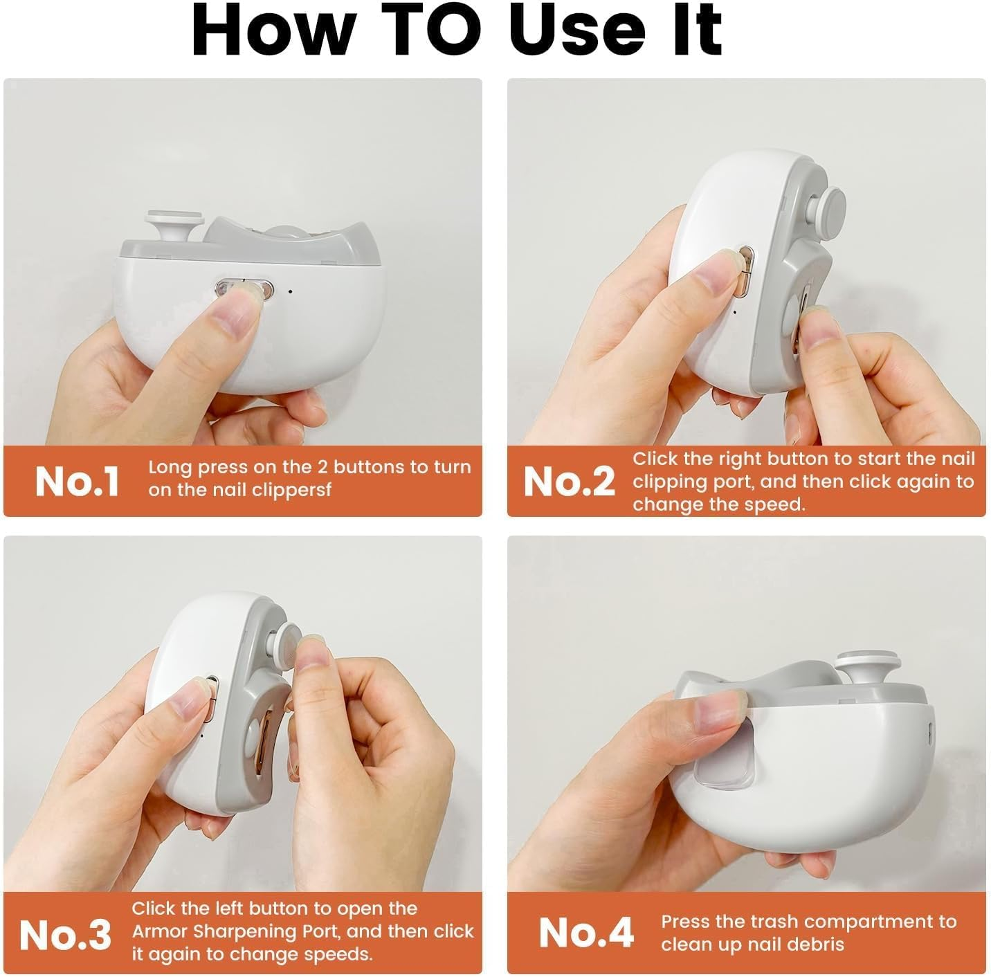 Easyclip Smart Nail Clipper,Fanyil 3 in 1 Easy Clip for Seniors,Designed for Extra Hard/Thick Hands Feet Nails,Polishing Clipper with Light,Safe for Baby & Seniors-Grey-7-14 Days Delivery image number 4