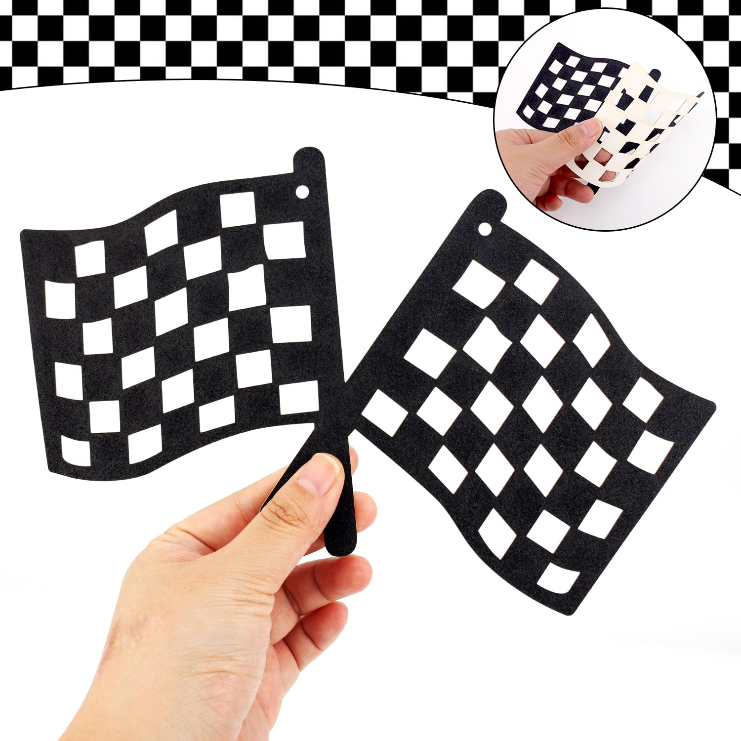 Race Car Happy Birthday Banner, Checkered Flag Banner Black Racing Birthday Banner Cars Birthday Decorations for Themed Birthday Party Supplies image number 4