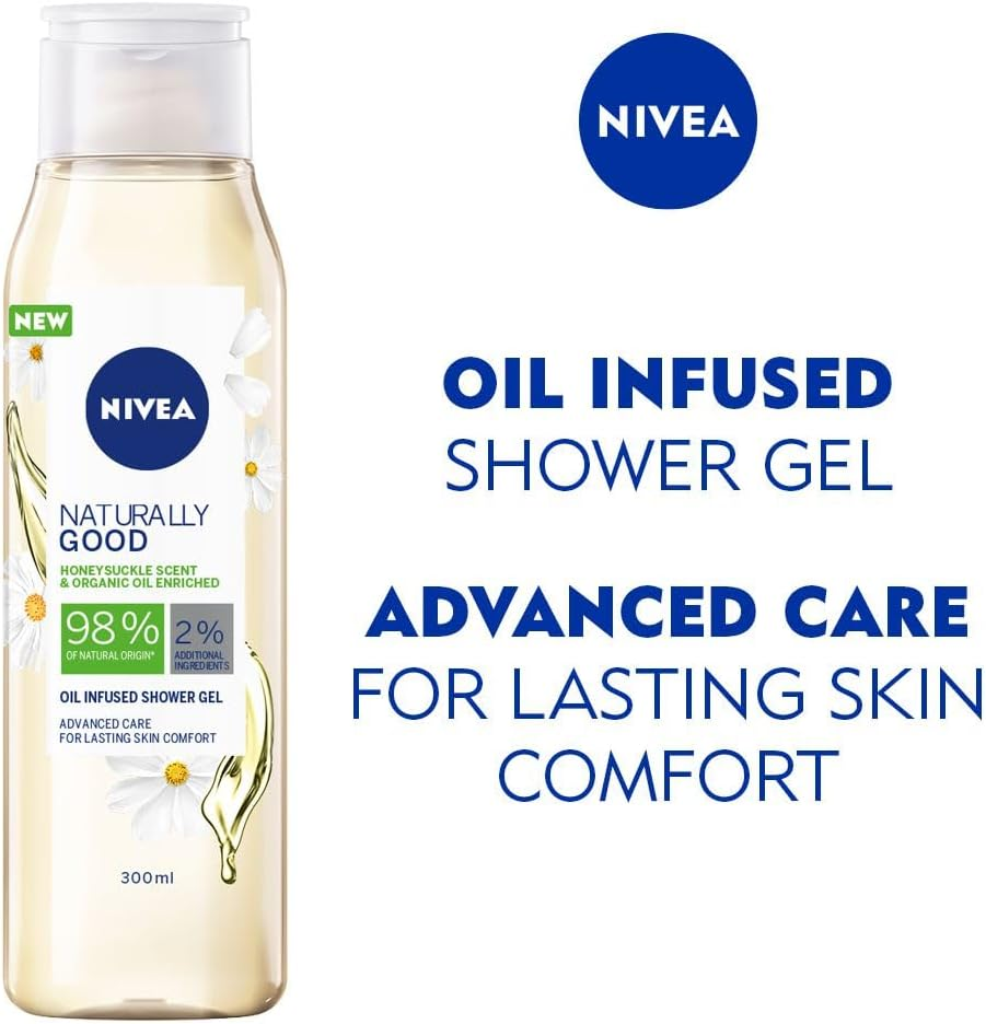 NIVEA Naturally Good Shower Gel & Body Wash, Scented with Honeysuckle & Enriched with Organic Oils, 300Ml, Detox Cleanse, Best Body Wash, Soap Free Body Wash image number 5