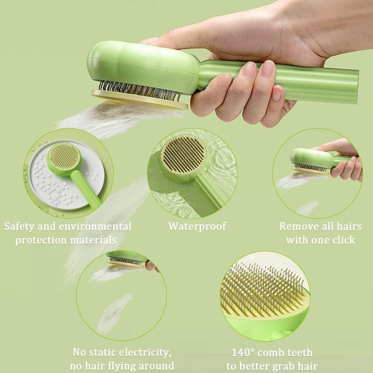 Lonimia Cat Brush, Pet Brush, Short Hair, Cat Brush with Air Cushion, Self-Cleaning Slicker Brush, Removes Undercoat, Cat Hair Brush for Pet Grooming image number 3