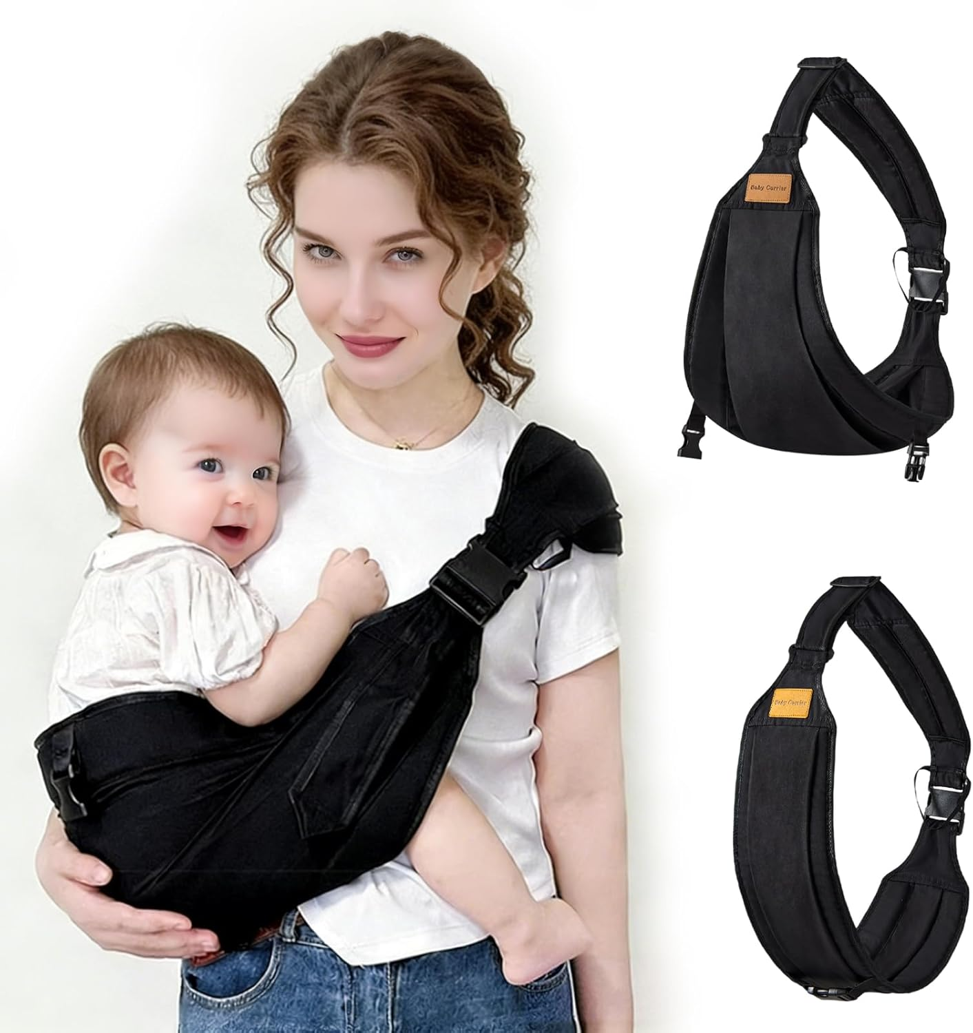 Baby Carrier Sling for Newborn to Toddler - Lightweight, Adjustable & Breathable Sling Carrier for Travel, Outdoor & Breastfeeding, up to 20Kg (Black) image number 2