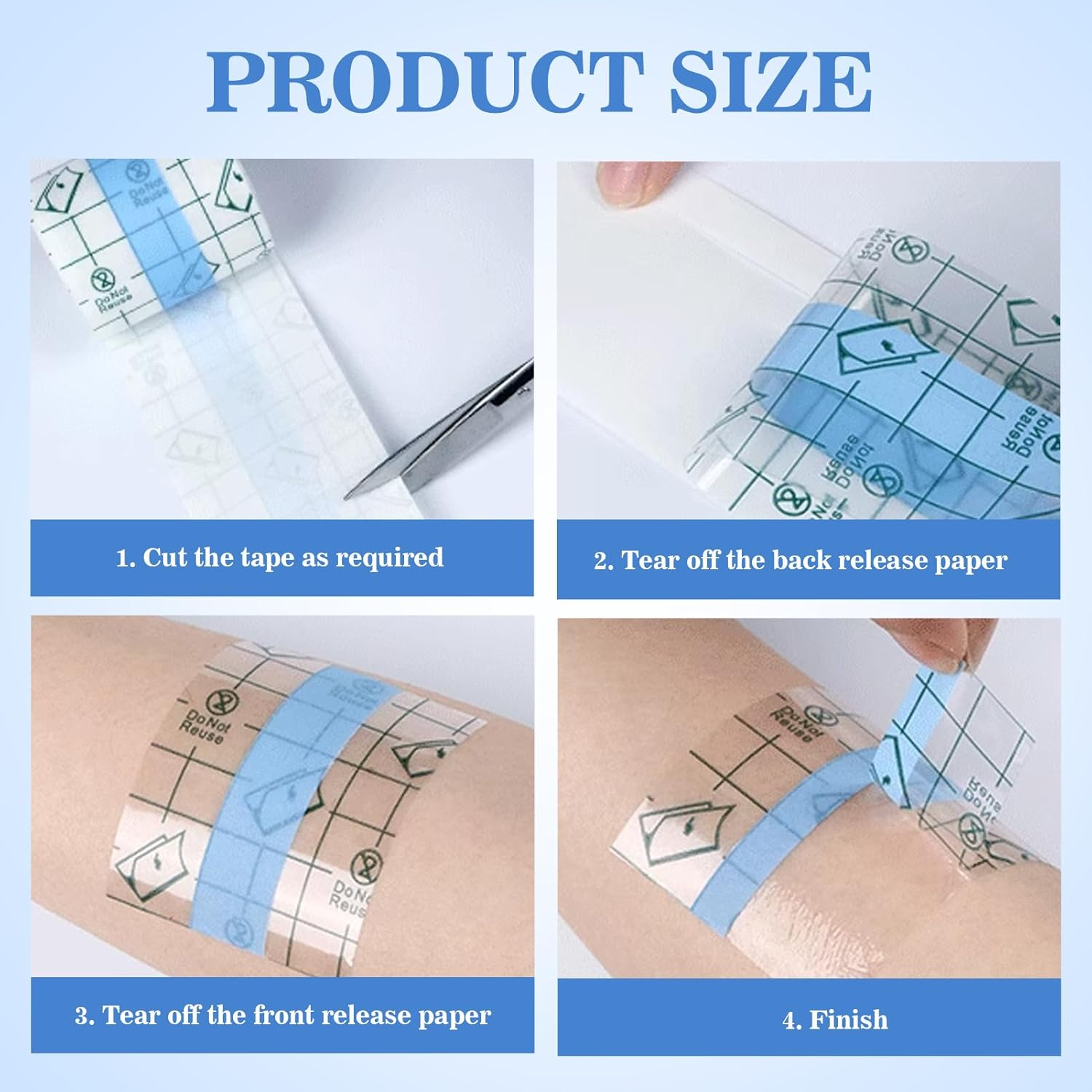 2 Rolls Tattoo Aftercare Bandage Roll: 8" X 1Yd & 6" X 5Yd, Waterproof Transparent Bandage for Healing & Skin Protection, Breathable Adhesive Film & Hypoallergenic Second Skin Wrap image number 1