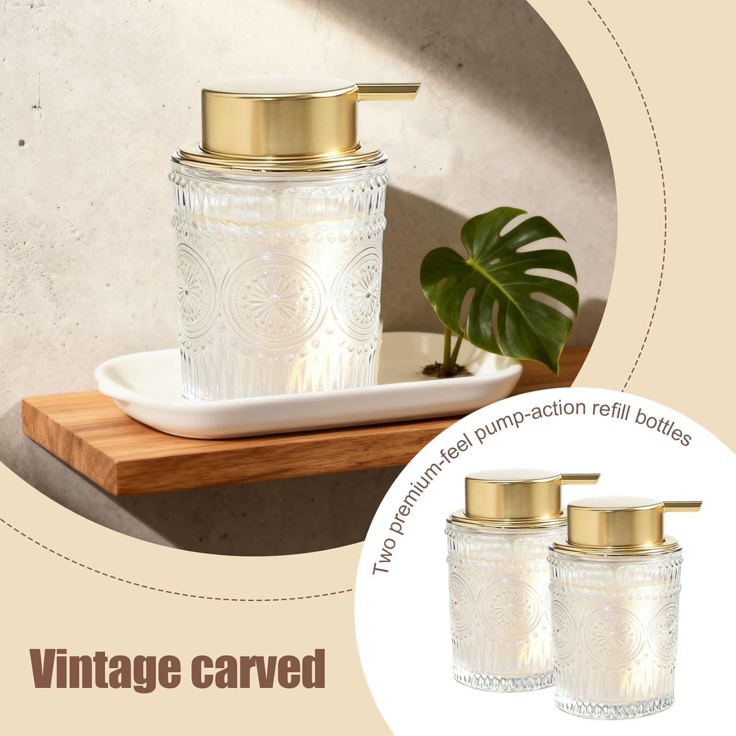 Foaming Hand Soap Dispenser Glass Refillable with Pump Bathroom Kitchen Lotion Dispenser Foam Hand Wash Dispenser Soap Pump Bottle for Essential Oils Shampoo image number 5