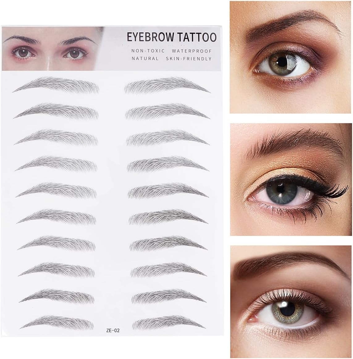 FOMIYES 2Pcs 3D Hair-Like Eyebrow Transfer Stickers for Men and Women, Easy to Apply, Natural Look, Black, Temporary Eyebrow Tattoo for Makeup, Time-Saving, Long-Lasting