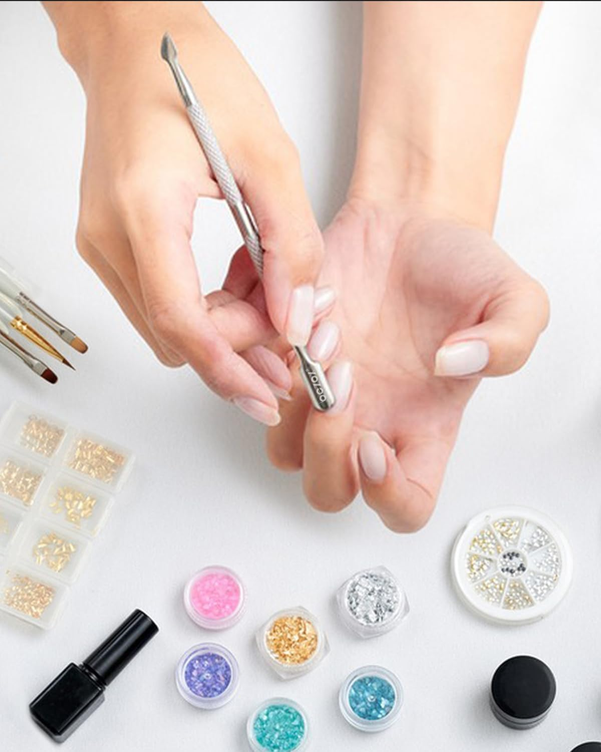 BEZOX Cuticle Pusher - Stainless Steel Cuticle Stick & UV Gel Nail Polish Remover Tool - Professional Double-Ended Cuticle Trimmer Manicure Tool for Healthy and Beautiful Nails image number 3