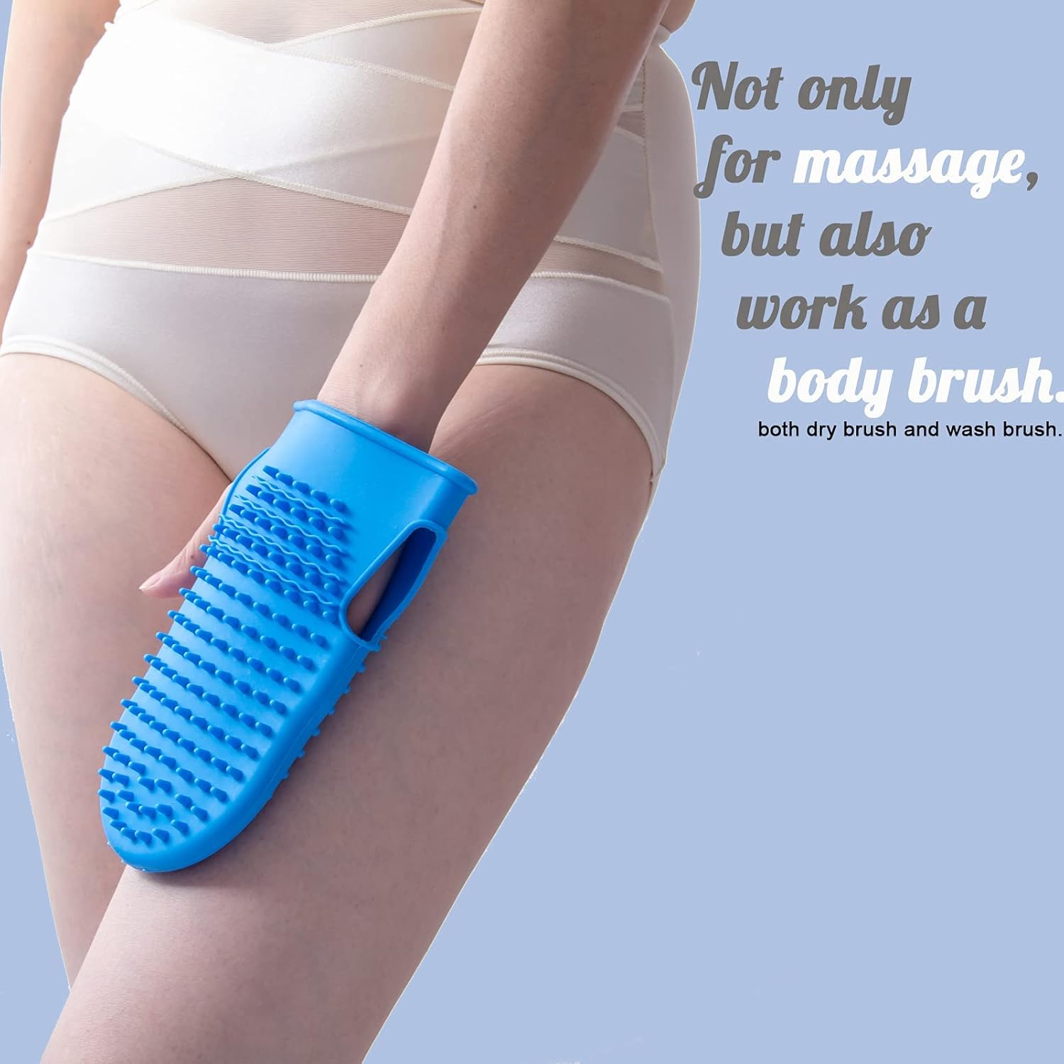 Wumimi Professional Massage Mitts, Silicone Body Massage Gloves, anti Cellulite Lymphatic Drainage Tool, Back Scrubber (Blue) - Blue image number 6