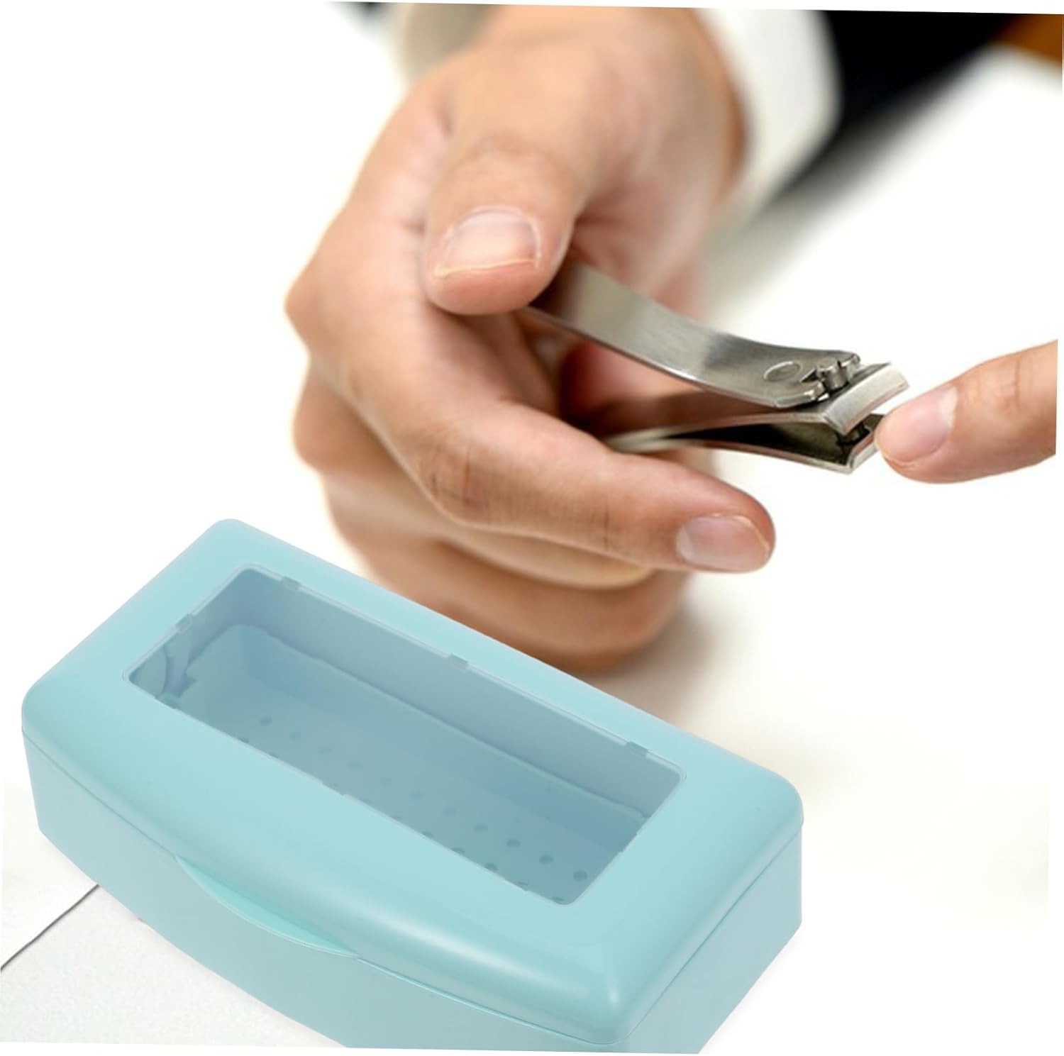 VICASKY Professional Nail Tool Sterilizer Box Cuticle Trimmer Manicure Tools Kit Nail Clipper Cleaning Tray Organizer Box for Home Salon Use image number 6