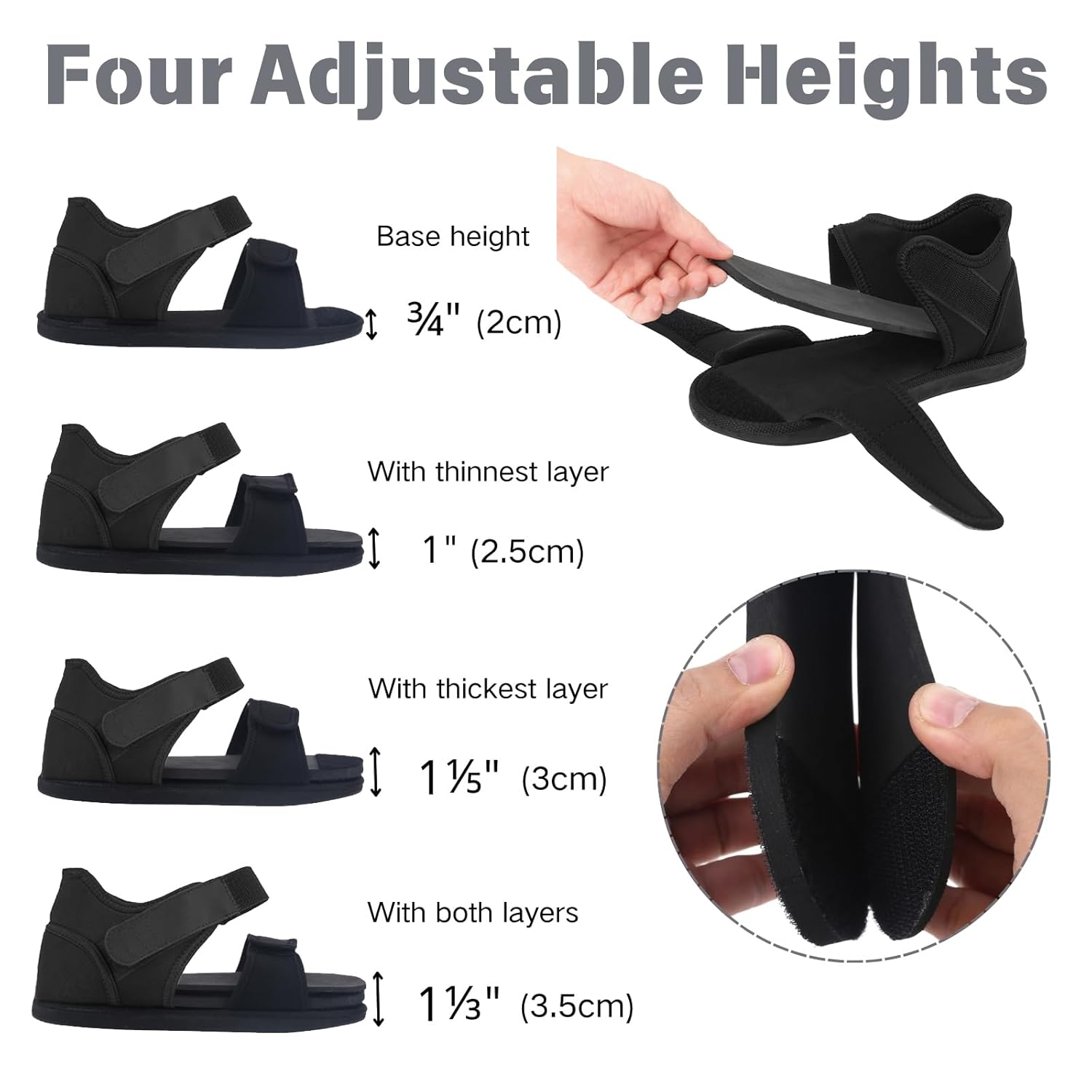 Shoe Leveler Shoe Balancer for Use with Walking Boot and Uneven Legs, Shoes Lift for Men & Women, Left or Right Foot (M) image number 5