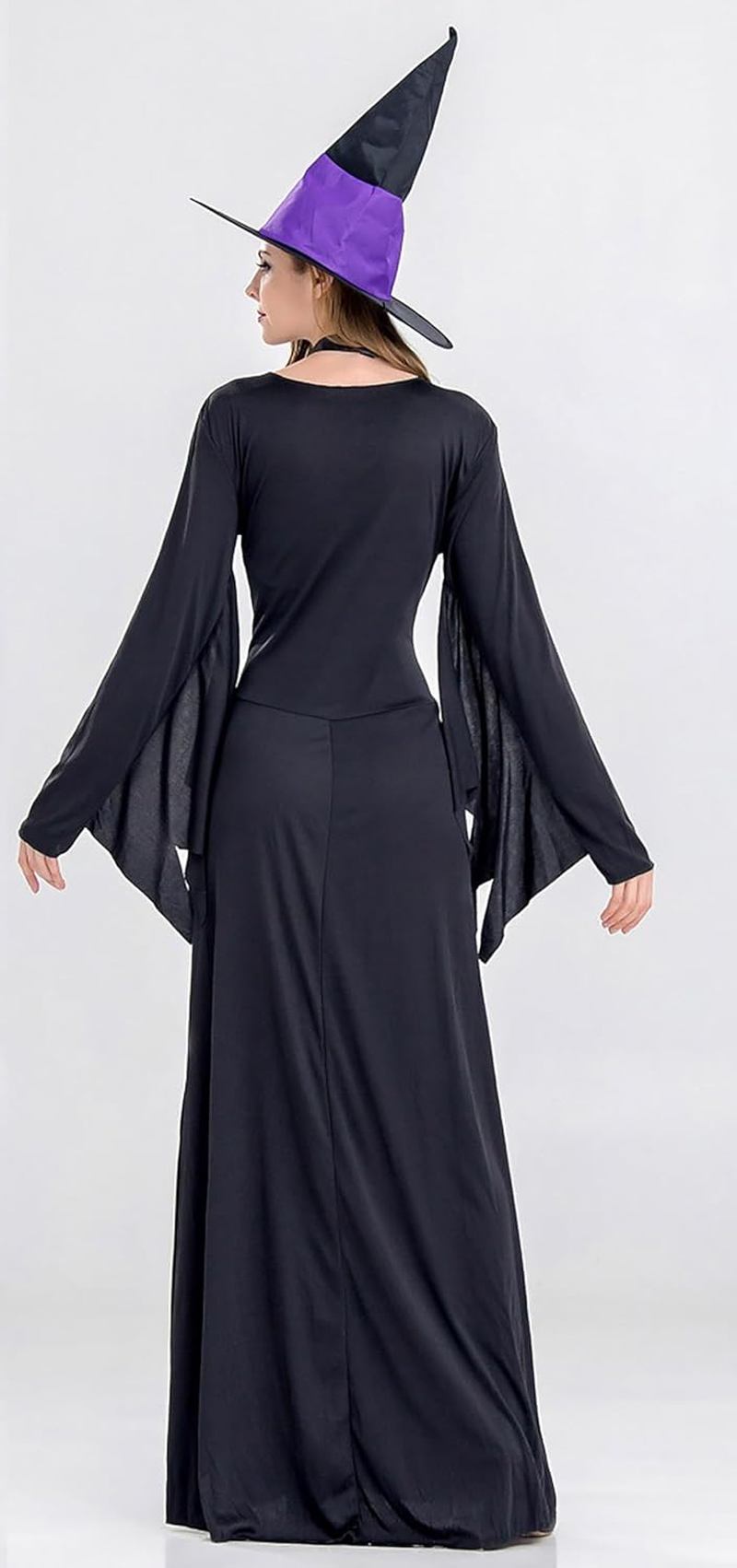 Witch Costume Outfit for Women Halloween Adult Witch Dress with Witch Hat image number 1