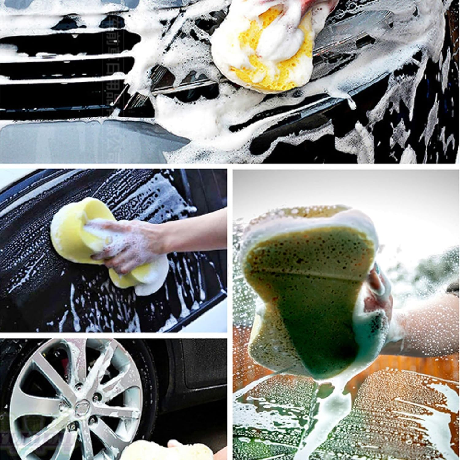 4PCS Large Car Wash Sponge, 8-Shaped Super Absorbent Sponges for Auto Cleaning, Non-Scratch Reusable Sponges for Car, Truck and Boat Washing, Random Colours, Compressed Packaging image number 2