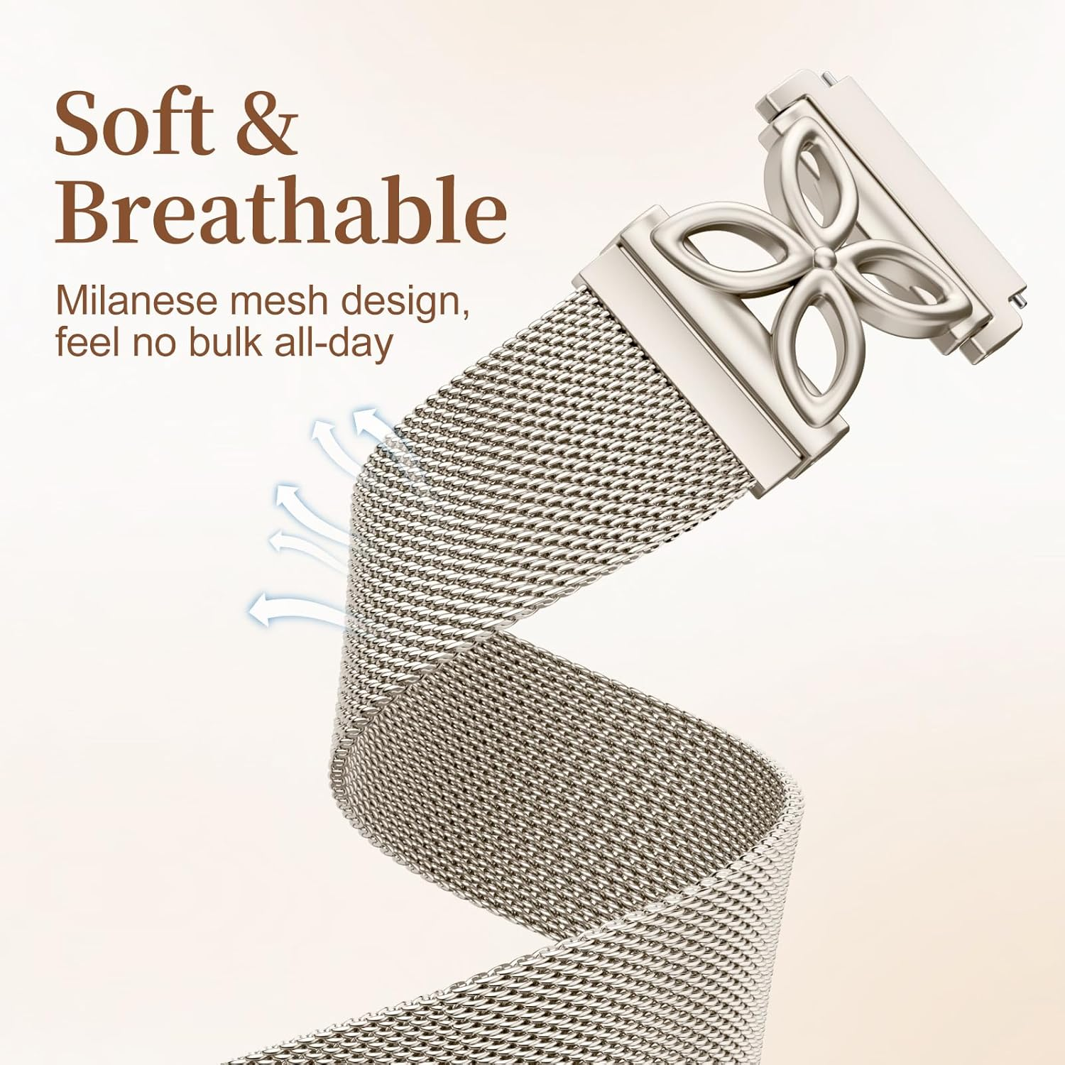 Magnetic Milanese Mesh Loop Compatible with Samsung Galaxy Watch 7 6 5 4 FE Active 2 40Mm 44Mm Band/Galaxy 5 Pro 45Mm/ 6 4 Classic Bands, 20Mm Metal Stainless Steel Strap for Samsung Watch Women Men - Rosegold image number 6