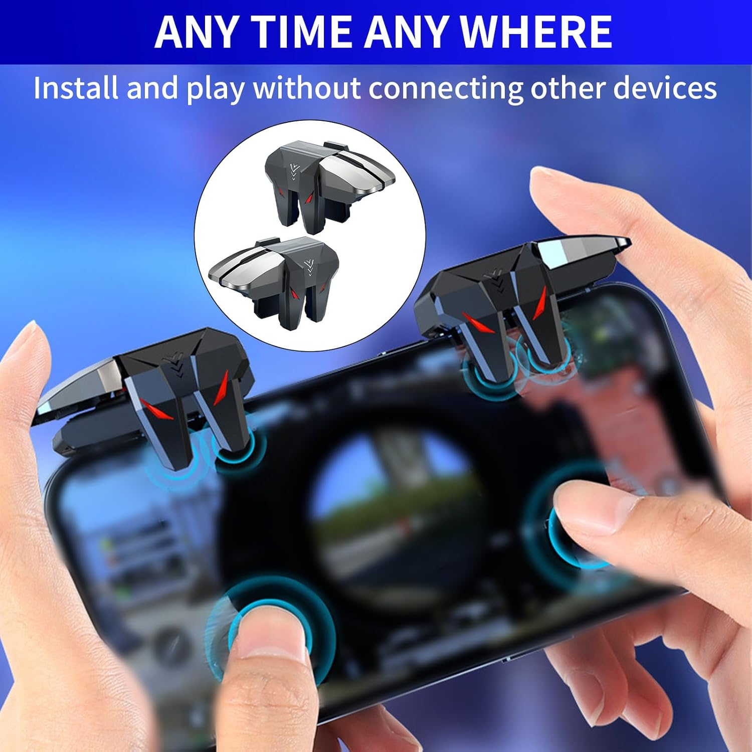 1 Paar Mobile Gaming Trigger F&uuml;r PUBG & Call of Duty, 4 Buttons L1R1 L2R2 Ausl&ouml;ser Joystick Gaming Gadgets, Mobile Controller Handy Kompatibel Mit Smartphone Android Ios image number 1