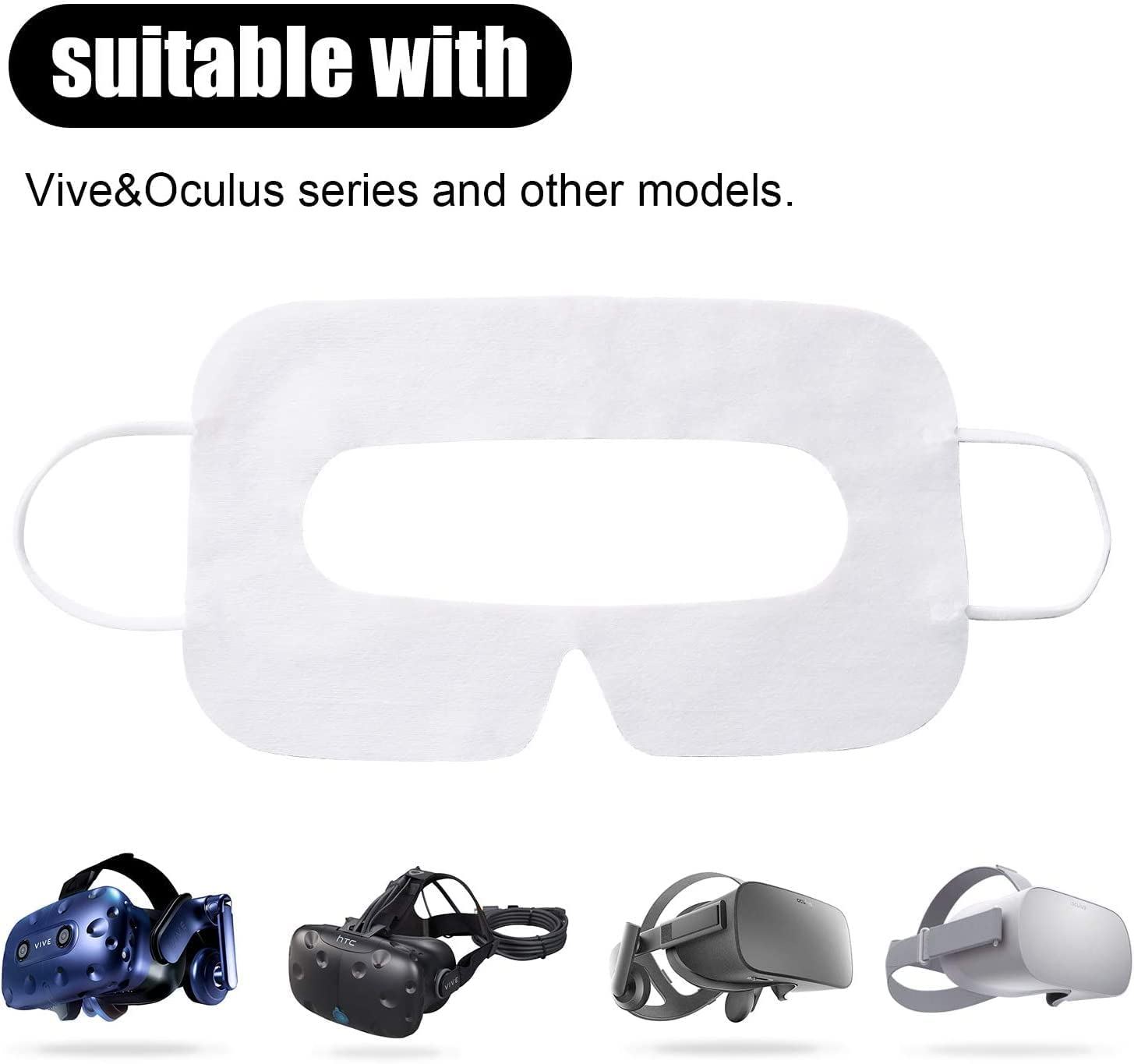 R&B ZONE 100 Pcs Disposable VR Face Mask Hygienic Breathable Nonwoven Spunlace Cover Pad for HTC Vive or Pro/Ps Vr/Gear VR/VR Box/Playstation Vr/Hololens/Microsoft MR Headset/Pico/Vr Headsets