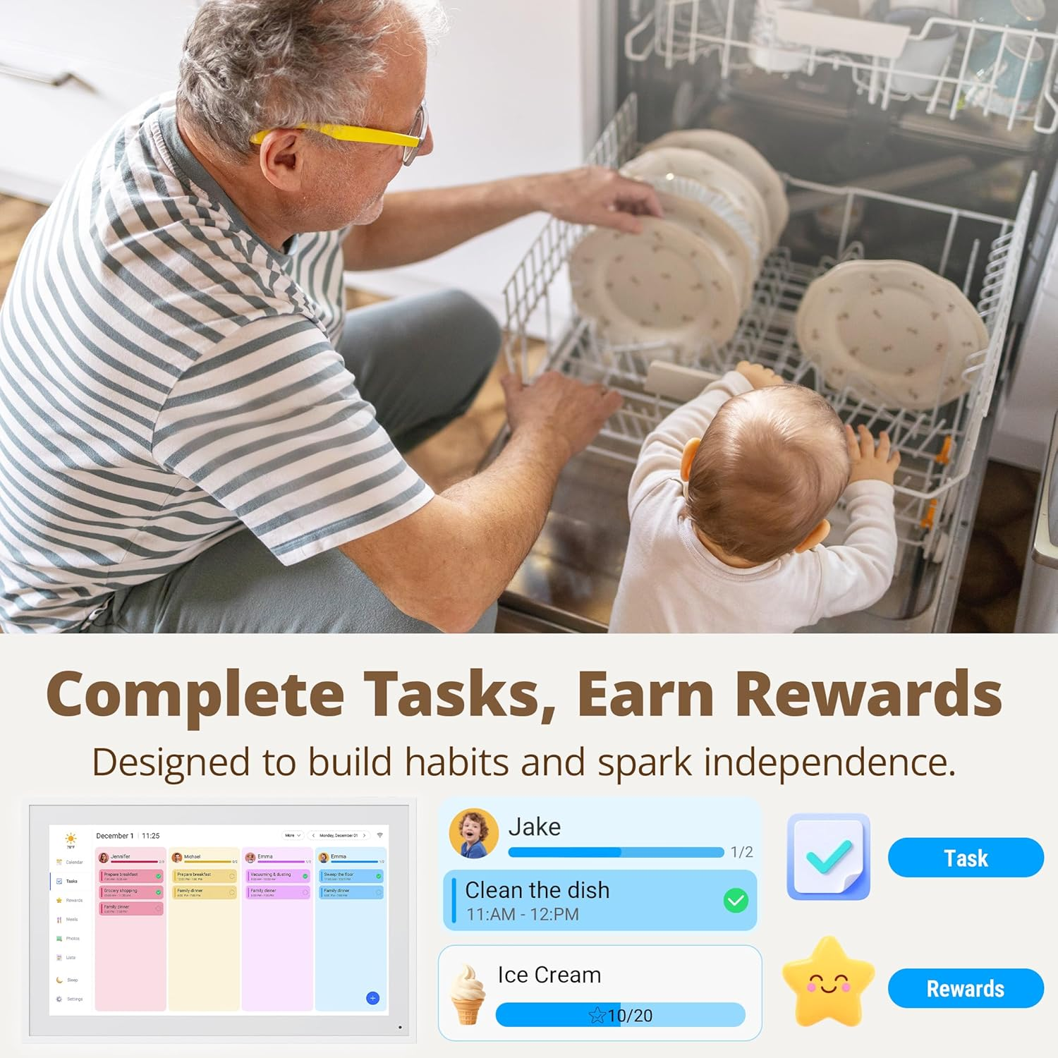 Dragon Touch 15.6" Digital Calendar Chore Chart &ndash; 1080P Full HD Interactive Touchscreen, 2026 Smart Family Planner, Hearth Display Digital Calendar Wall & Desk Mountable for Seamless Scheduling with AU Adapter image number 1