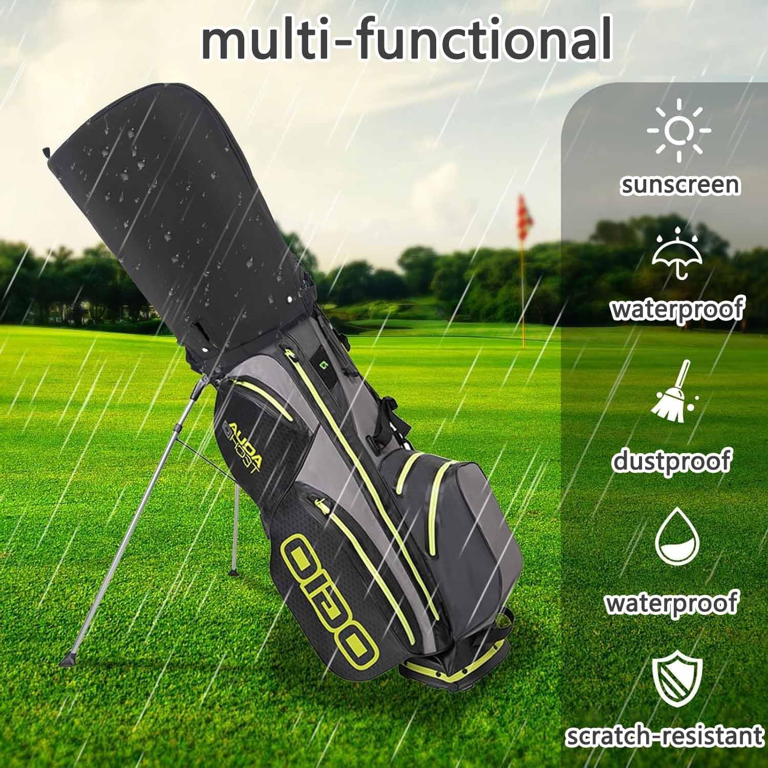 Roczential Golf Bag Cover of Waterproof, Universal Golf Cart Rain Hood for Push Trolley & Tour Bags - Windproof Black Polyester Travel Cover for Men Women image number 4