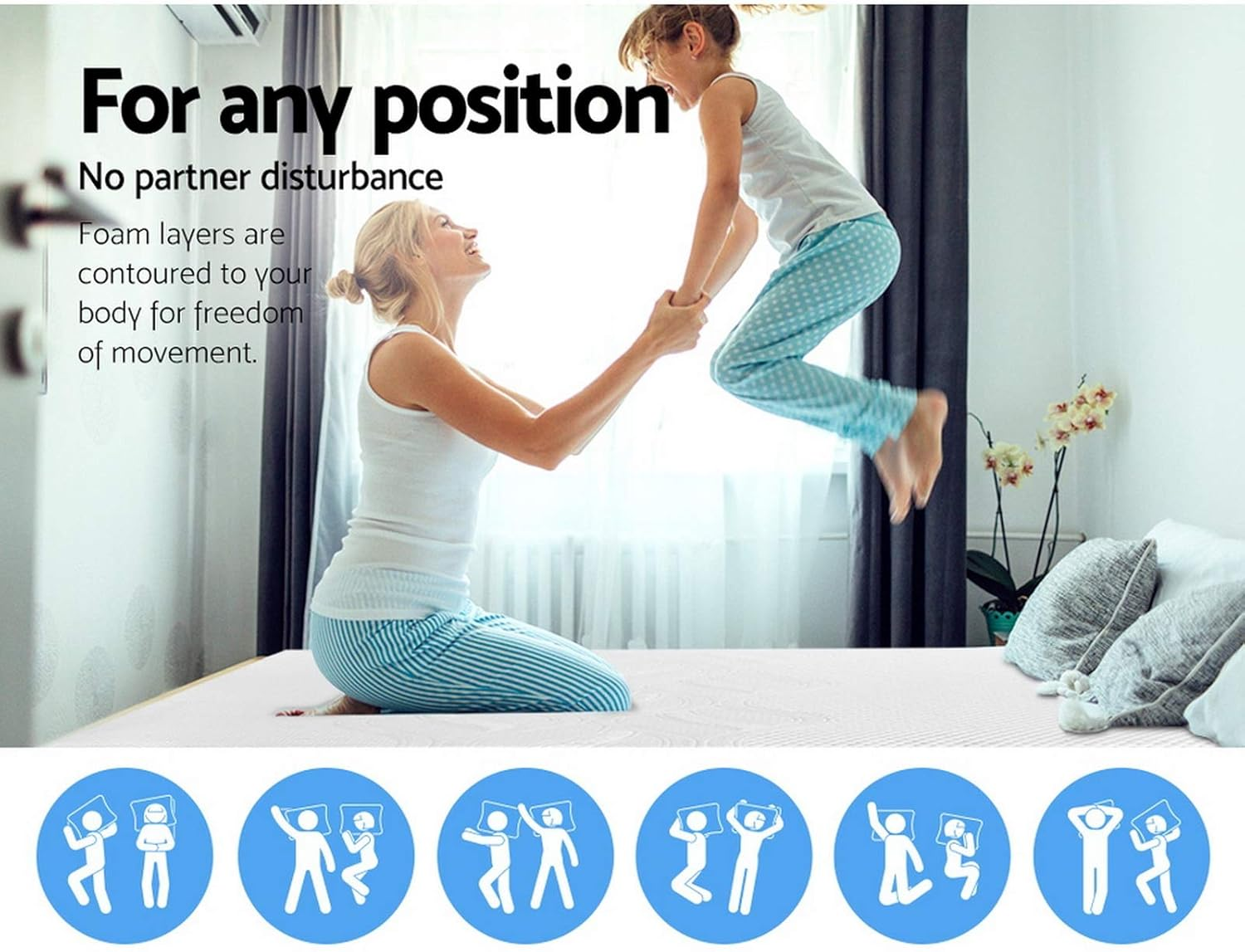 Giselle Bedding Single Mattress, Memory Foam Mattresses Floor Mat for Bedroom High Density Firm Feel Pressure Relief Cooling Technology, 21Cm Thickness Cool Gel Non Spring Bed image number 5