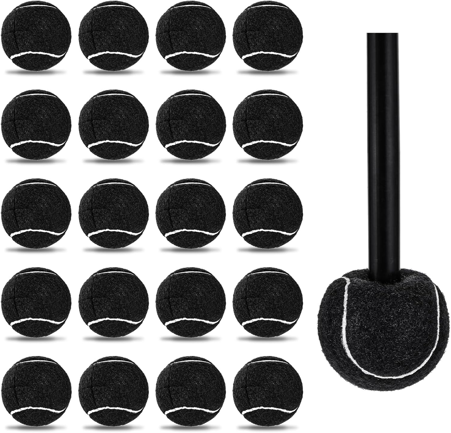20 Pcs Precut Tennis Balls for Chairs, Non-Slip Tennis Balls for Furniture Legs, Tennis Ball Chairs Foot Covers Floor Protection Precut Tennis Balls for Furniture Legs and Floor Protection (Black)