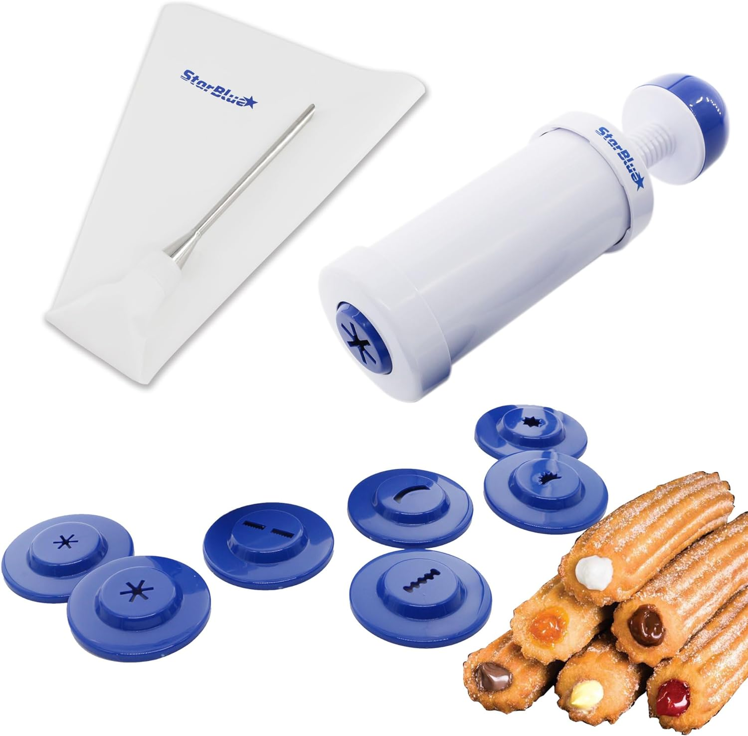 Starblue Churrera Churro Maker and Filler Set - Easy Piping Nozzle Tool for Deep Fry Stuffed Churro, SB-A818 image number 2