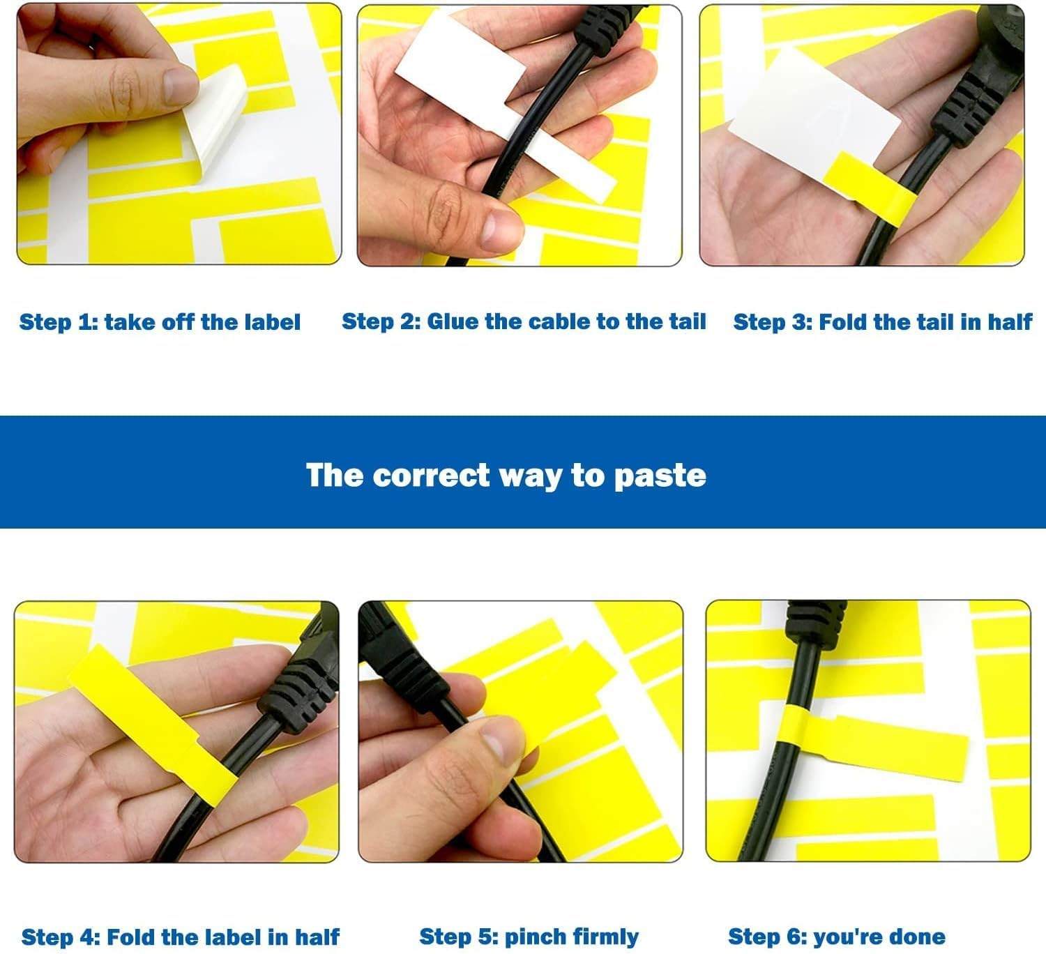 720Pcs Cable Labels, Betterjonny Self-Adhesive Cable Cord Labels 12 Colors Wire Identification Stickers Waterproof Marking Labels Write-On and Printable Name Tags for Identification and Organization