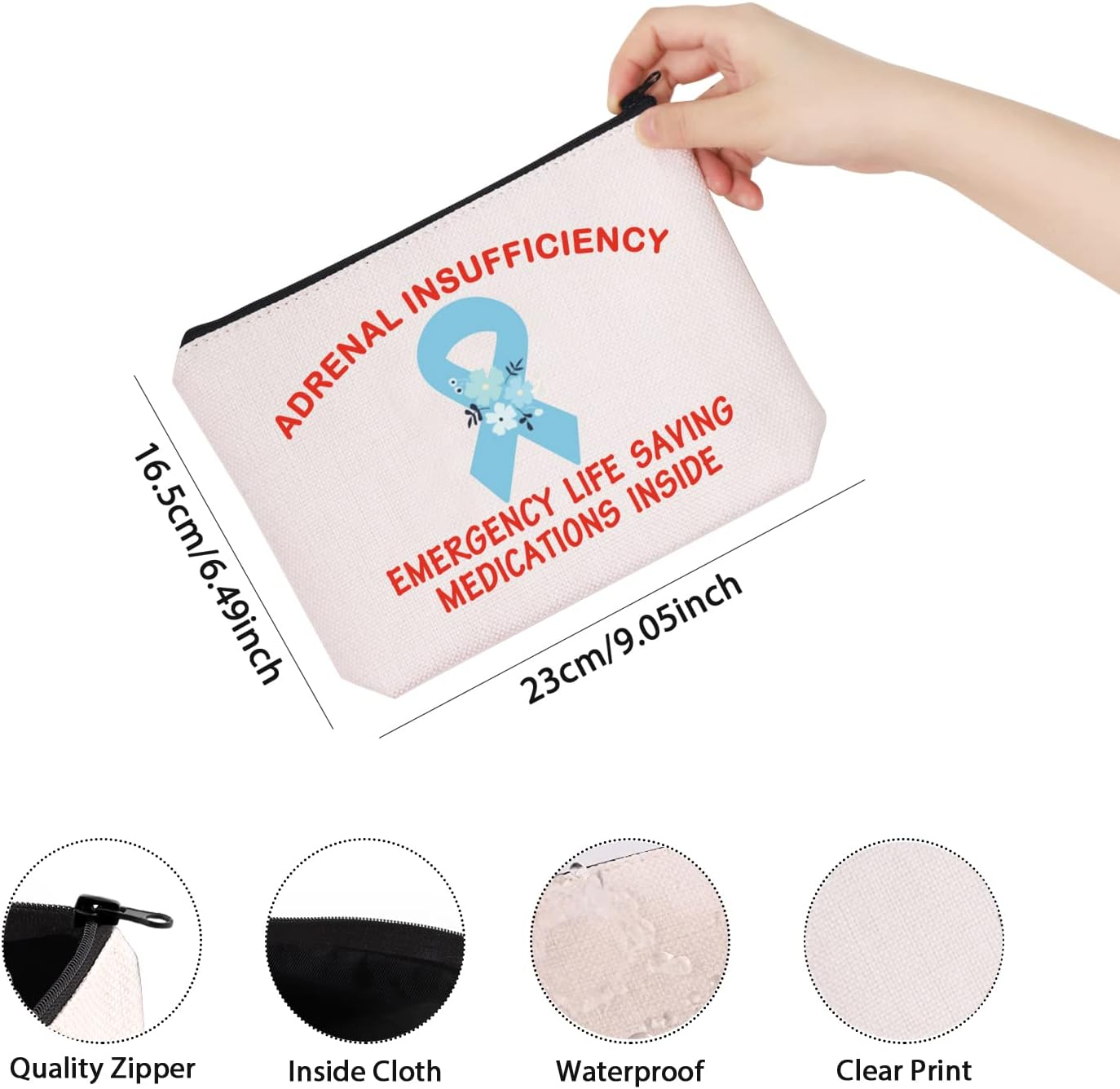 FOTAP Adrenal Support Medical Alert Bag Adrenal Insufficiency Emergency Life Saving Medications inside First Aid Bag, White, Adrenal Insufficiency-Uk image number 1