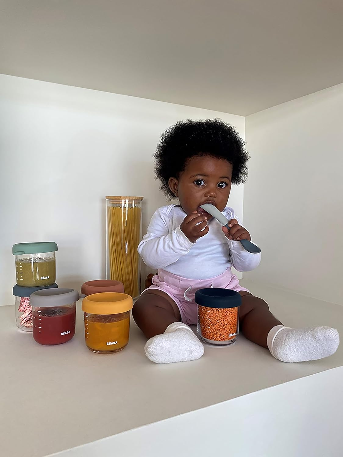 BEABA Pack of 6 Servings Baby Meal Storage/Glass Set, 100% Airtight, Heat & Cold Resistant, Freezable, Sterilizable, Graduated, 150 Ml, Sunrise image number 5