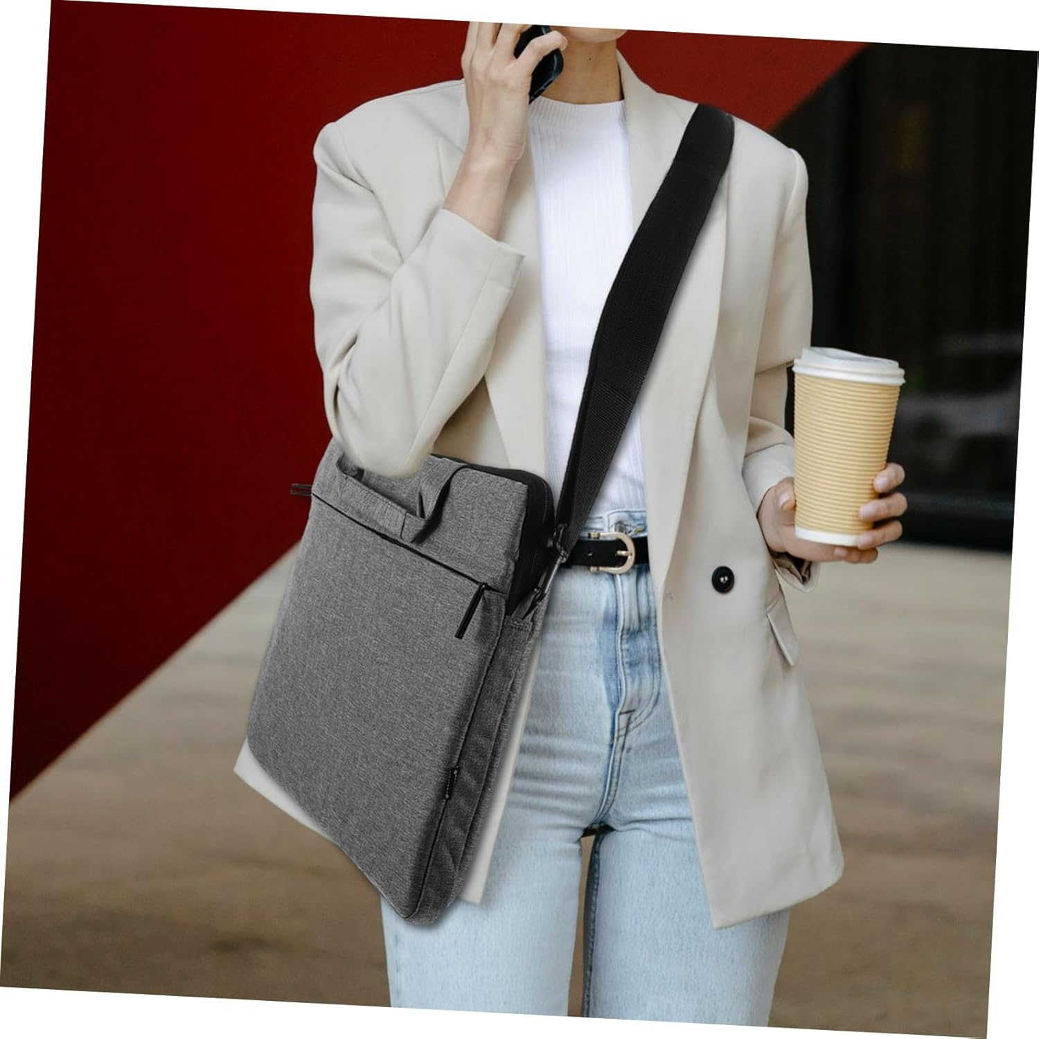 Abaodam Adjustable Laptop Shoulder Strap with Padded Oxford Cushion Comfortable Replacement Messenger Bag Belt for Briefcase Tote Crossbody Bags and Luggage Black Nylon Strap image number 6