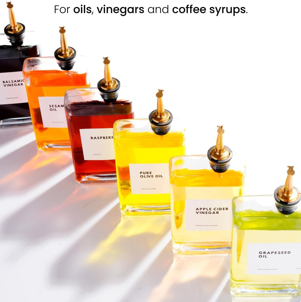 Olive Oil Dispenser for Kitchen, 350Ml Cooking Oil Dispenser, 2 PCS Rectangular Oil and Vinegar Dispenser Set, Large Capacity Glass Oil Container, Soy Sauce Dispenser for Cooking image number 6